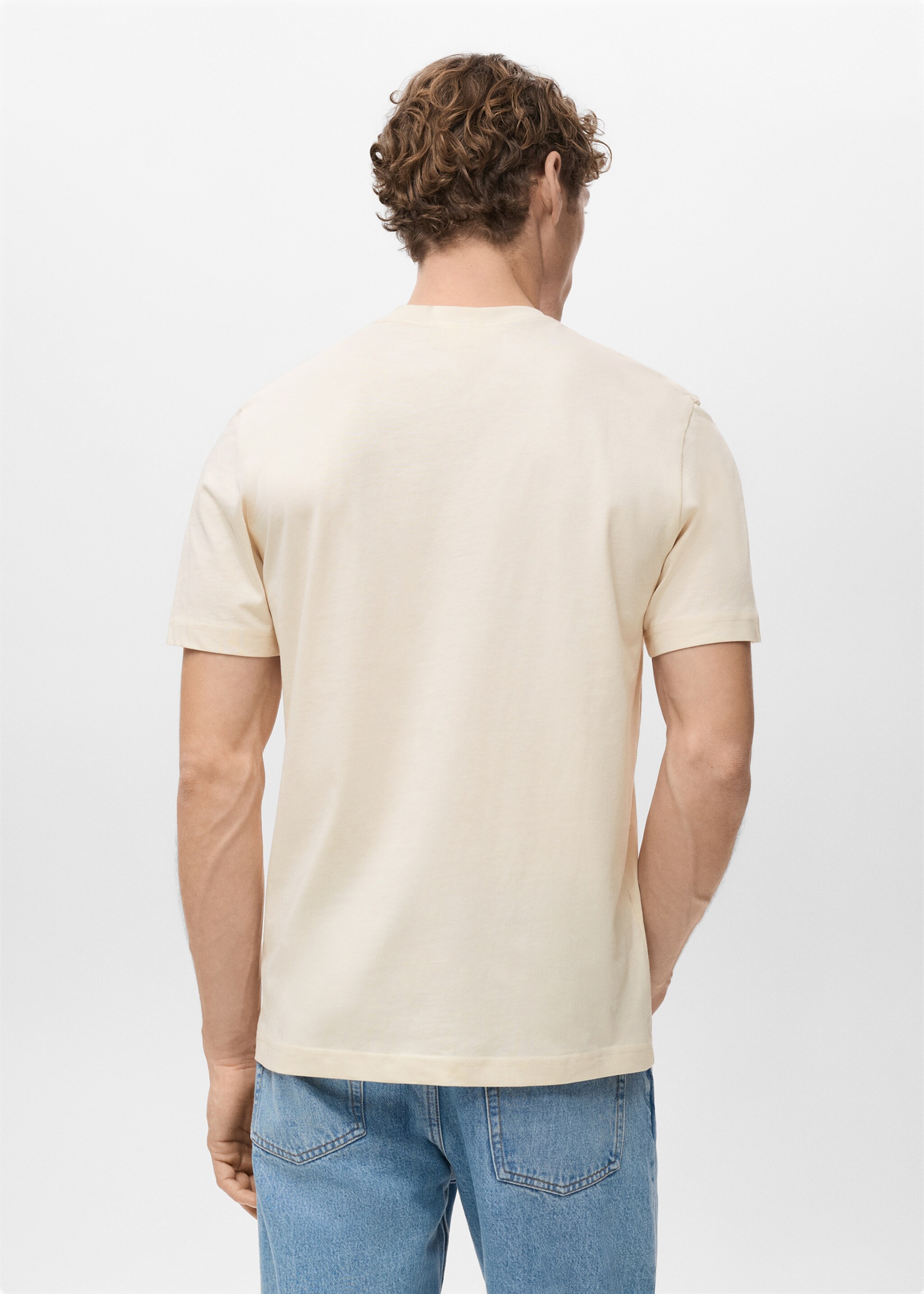 Camiseta slim fit 100% algodón - Reverso del artículo, Vainilla. Ref: 27041263-00.