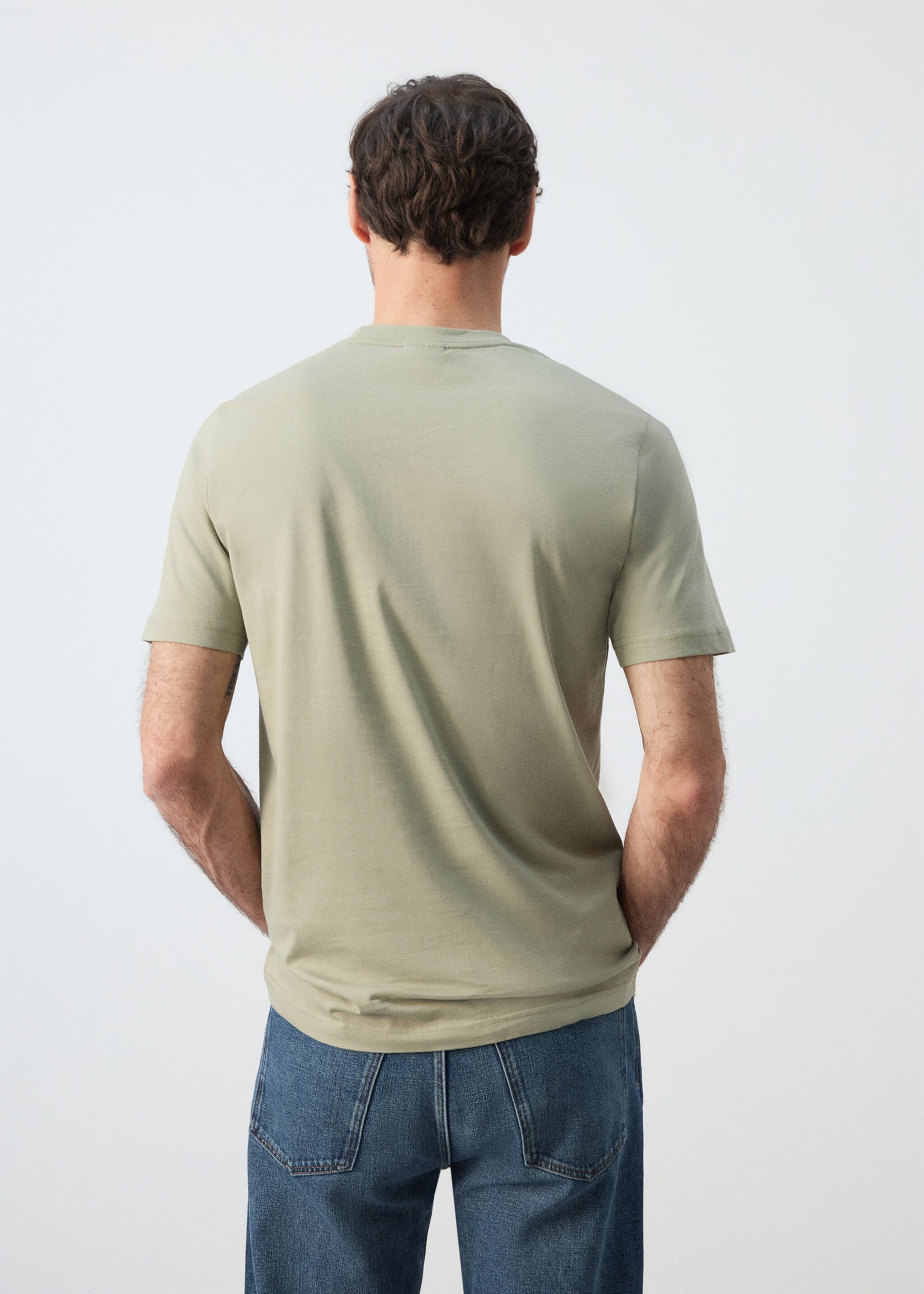T-shirt slim-fit 100 % coton - Verso de l’article, Vert menthe. Ref: 27041263-00.