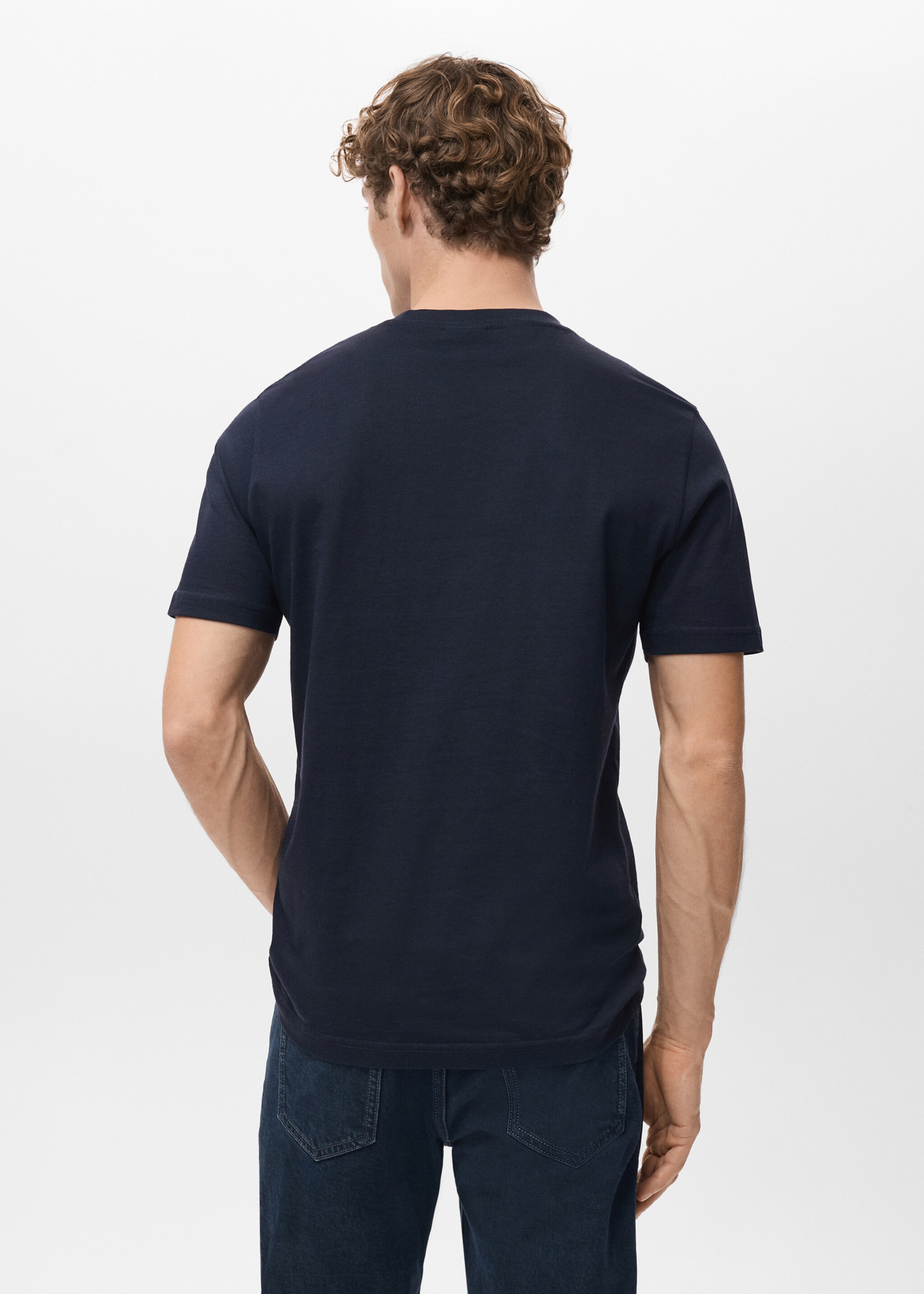 Camiseta slim fit 100% algodón - Reverso del artículo, Azul marino. Ref: 27041263-00.