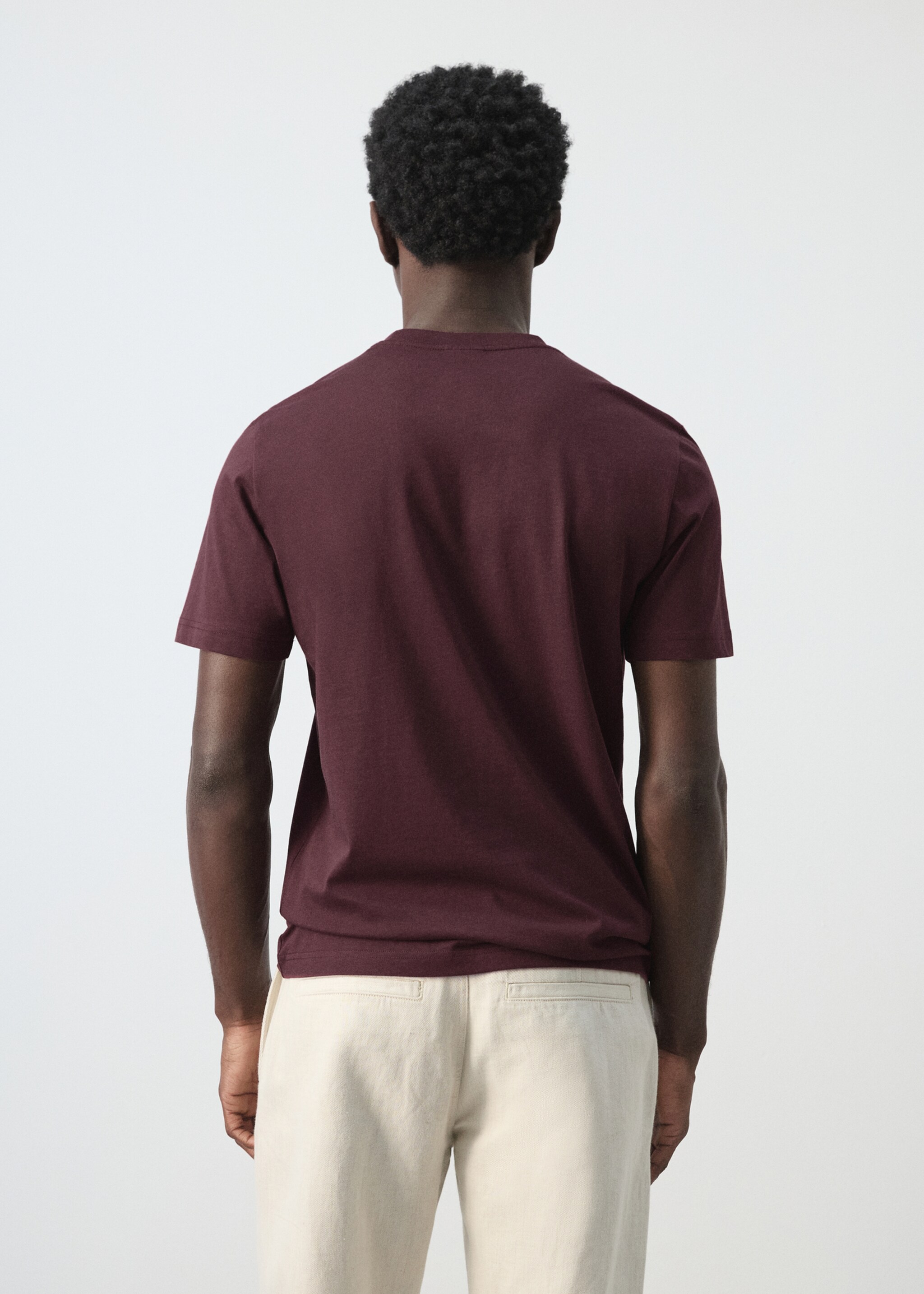 100% cotton slim-fit t-shirt - Reverse of the article, Plum. Ref: 27041263-00.
