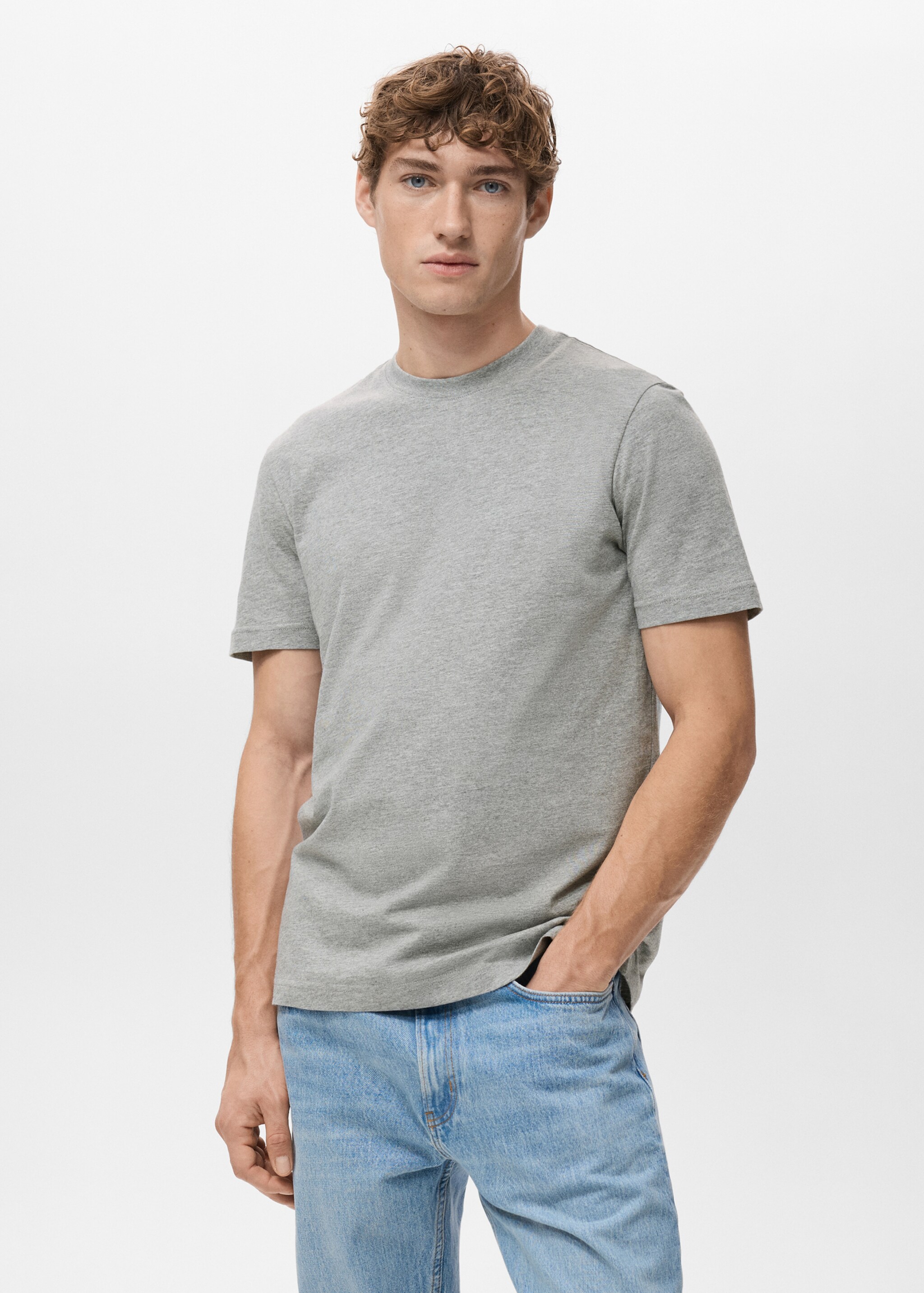 Camiseta slim fit 100% algodón - Plano medio, Gris claro vigoré. Ref: 27041263-00.