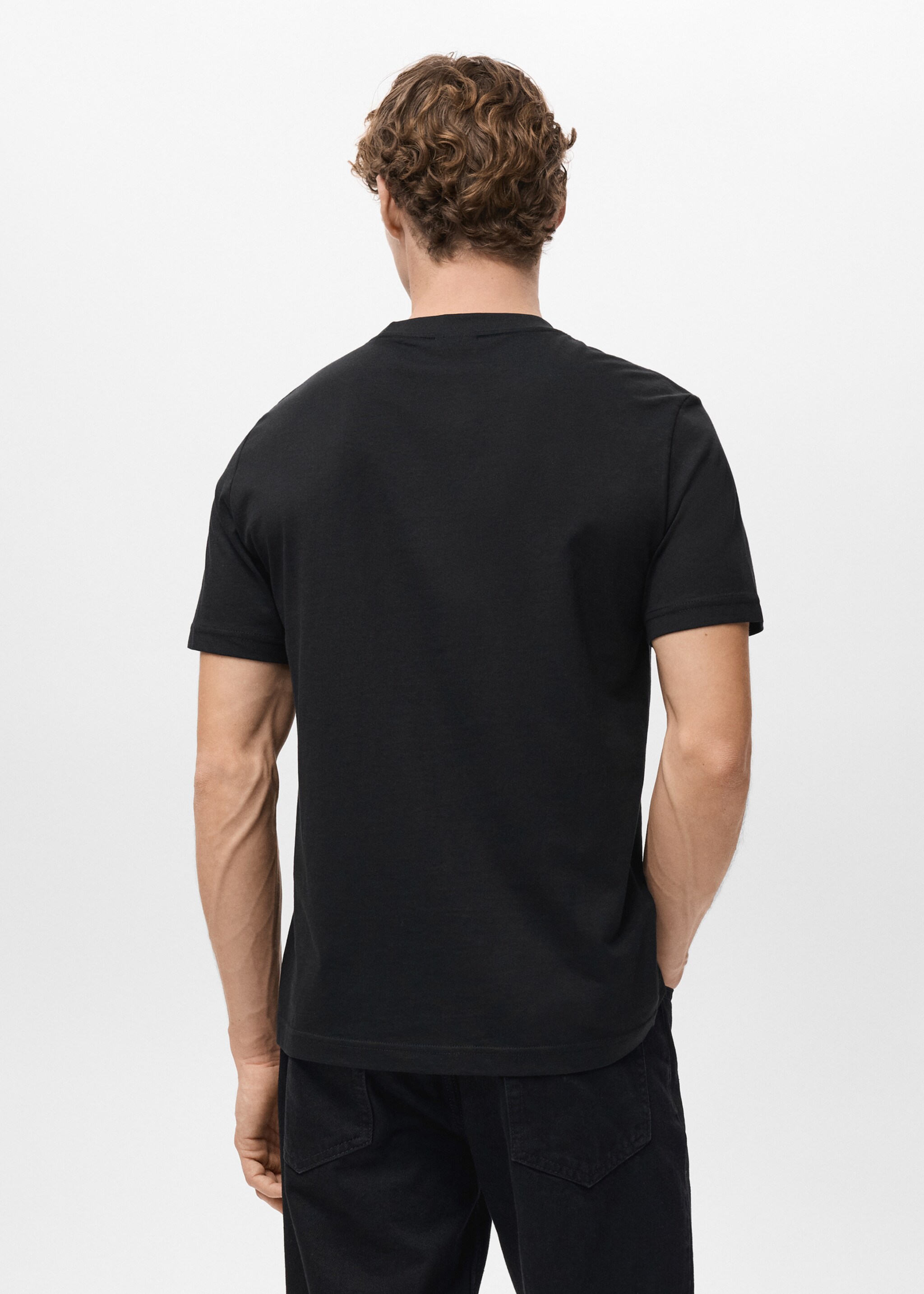 100% cotton slim-fit t-shirt - Reverse of the article, Black. Ref: 27041263-00.