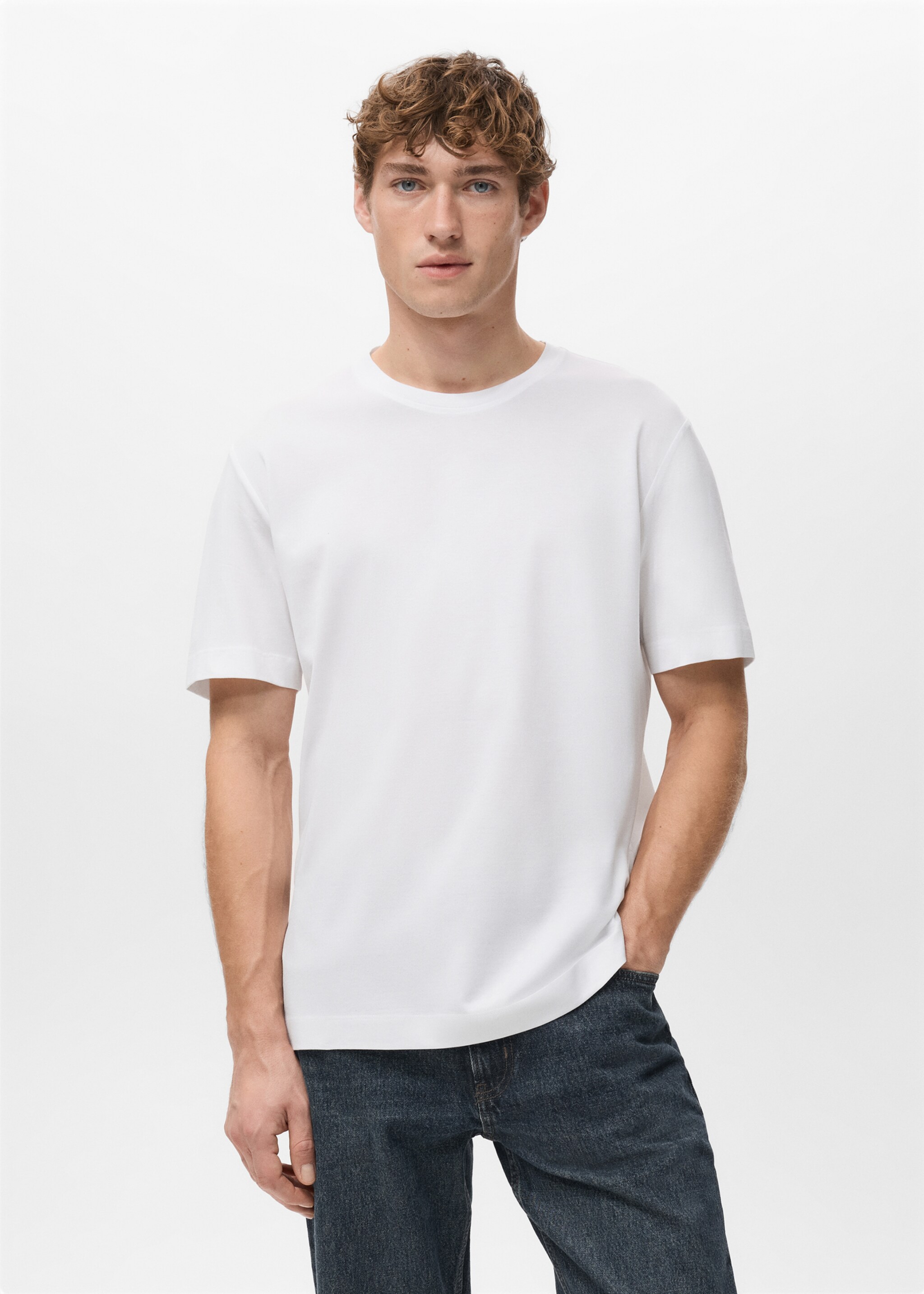 T-shirt de 100% algodão regular fit - Plano médio, Branco. Ref: 27041264-00.