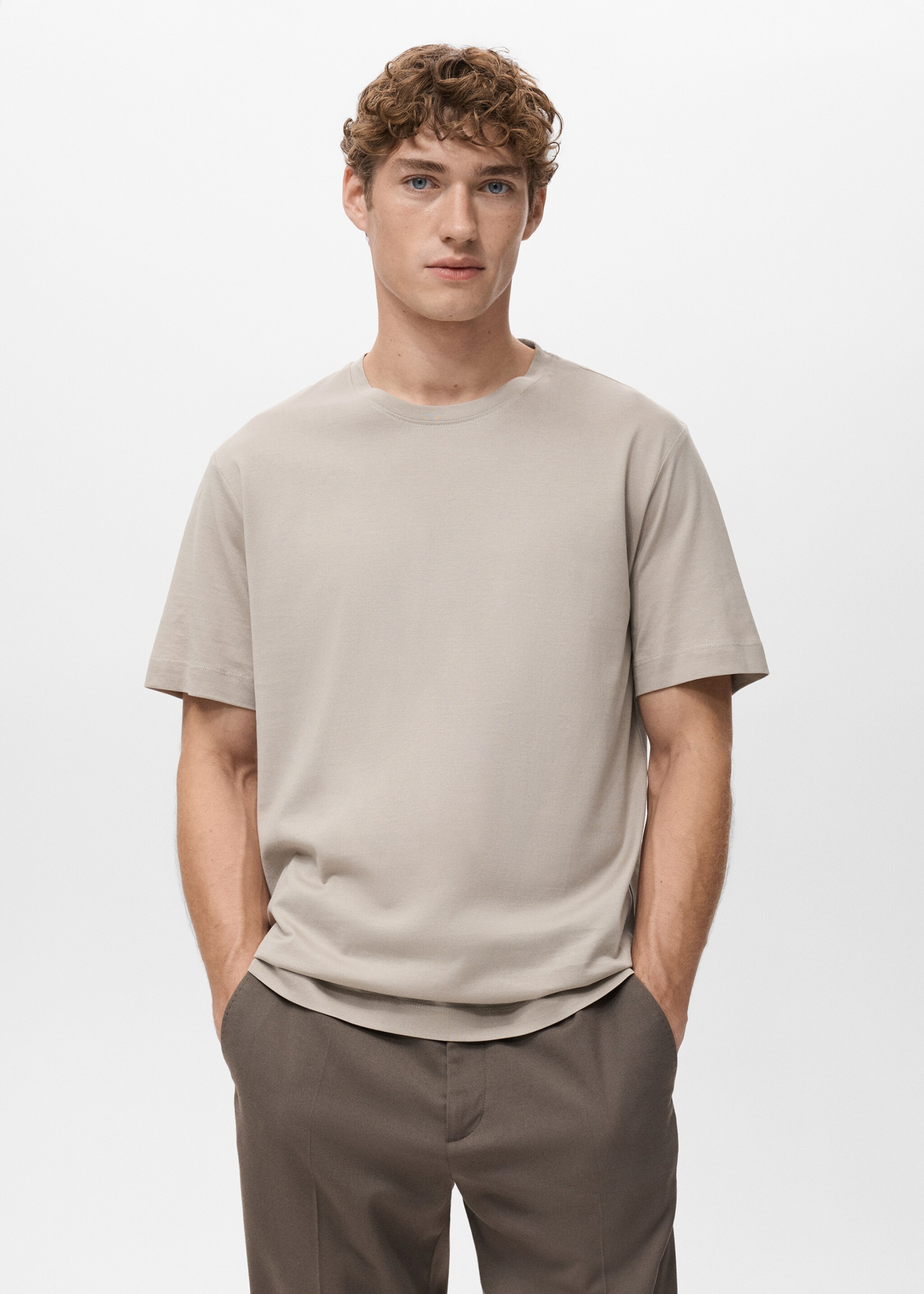 T-shirt de 100% algodão regular fit - Plano médio, Areia. Ref: 27041264-00.