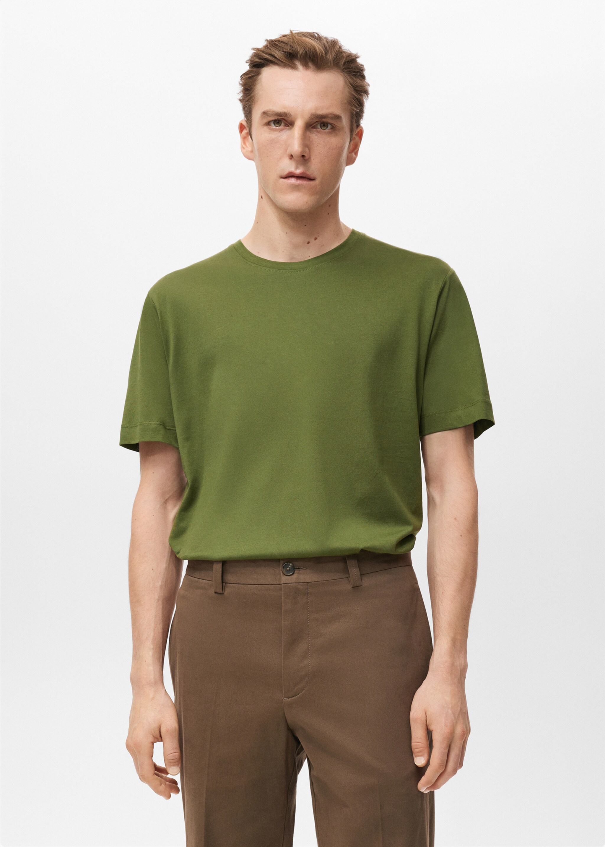 100% cotton T-shirt regular fit - Medium plane, Green. Ref: 27041264-00.