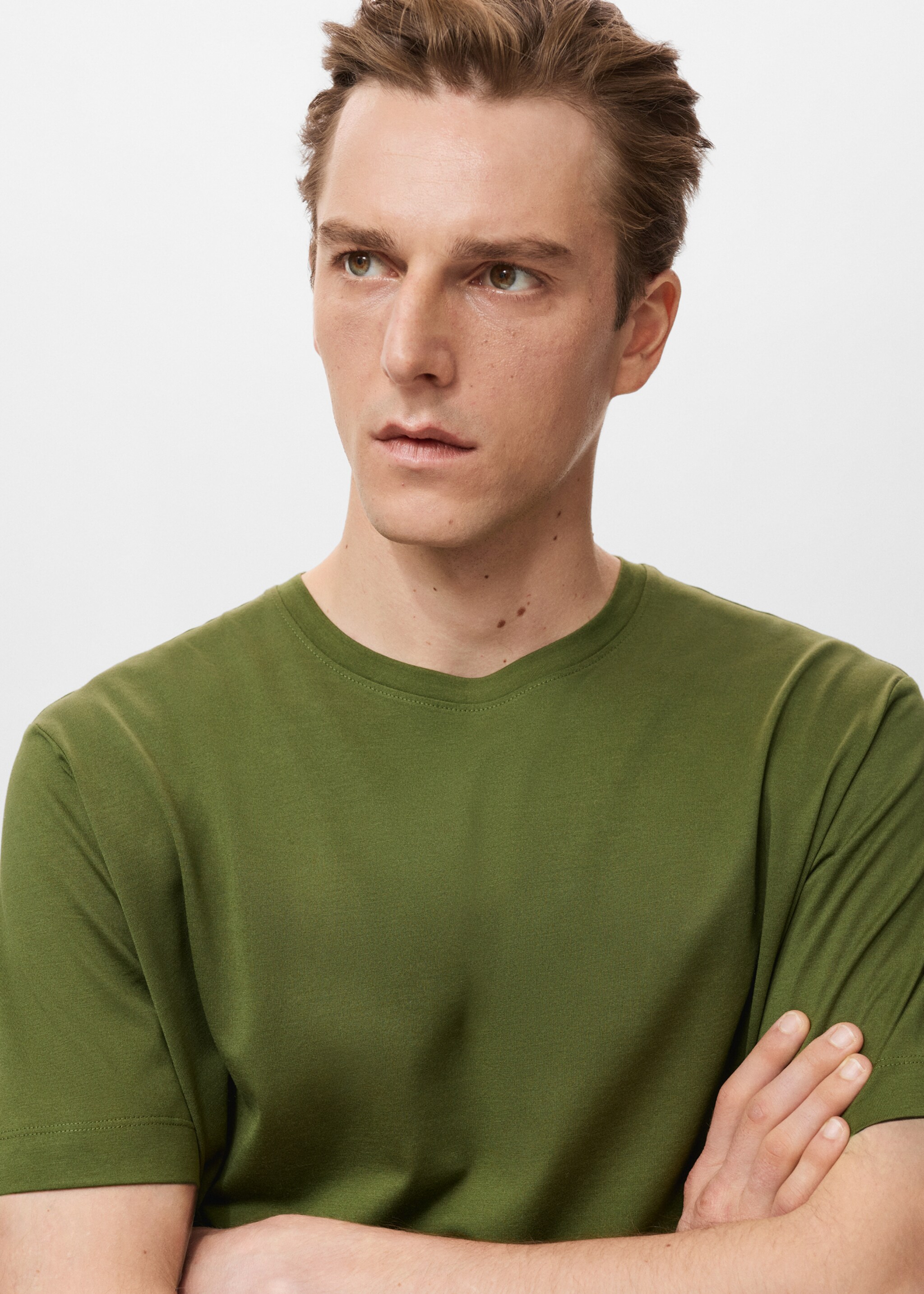 100% cotton T-shirt regular fit - Details of the article 1, Green. Ref: 27041264-00.
