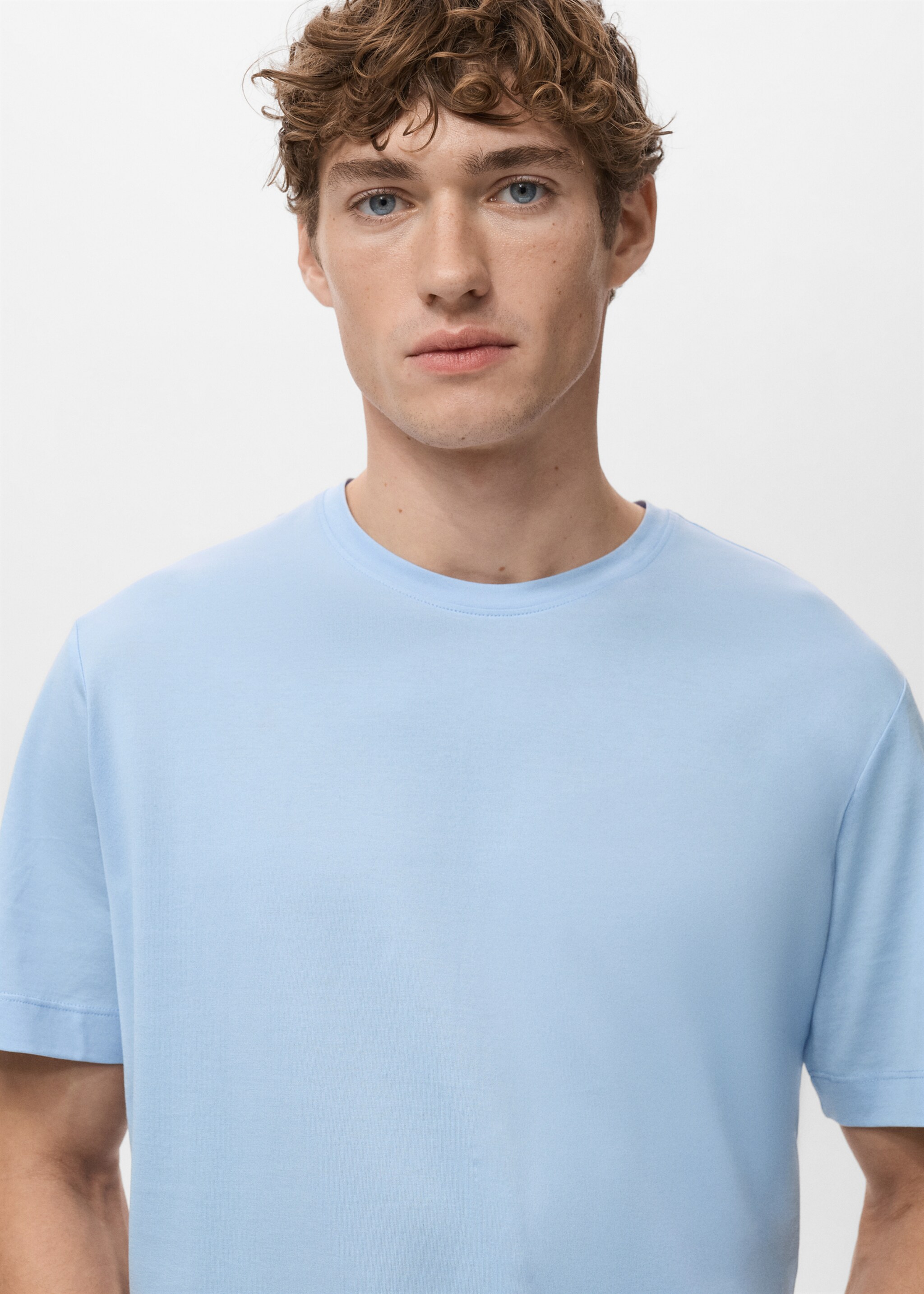 Regular Fit-T-Shirt aus 100 % Baumwolle - Detail des Artikels 1, Himmelblau. Ref: 27041264-00.