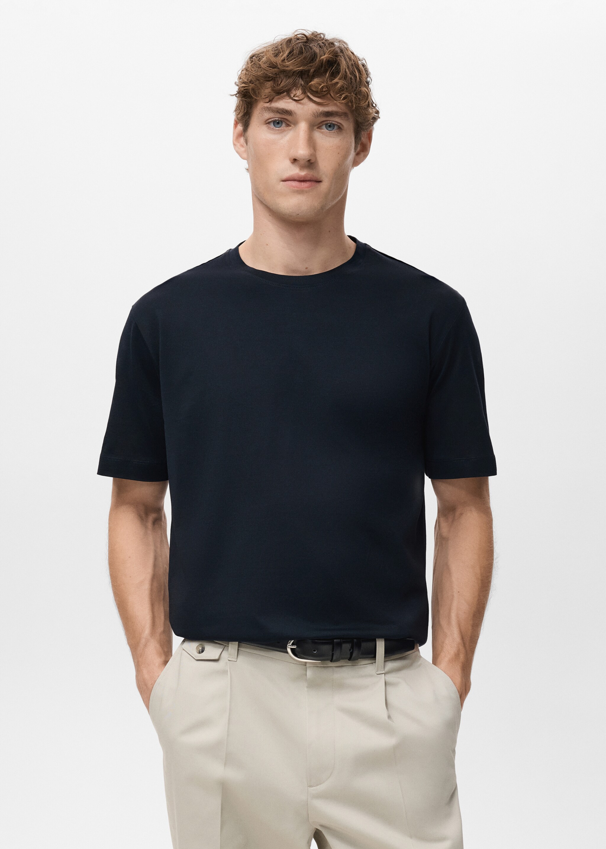 T-shirt de 100% algodão regular fit - Plano médio, Azul-marinho. Ref: 27041264-00.