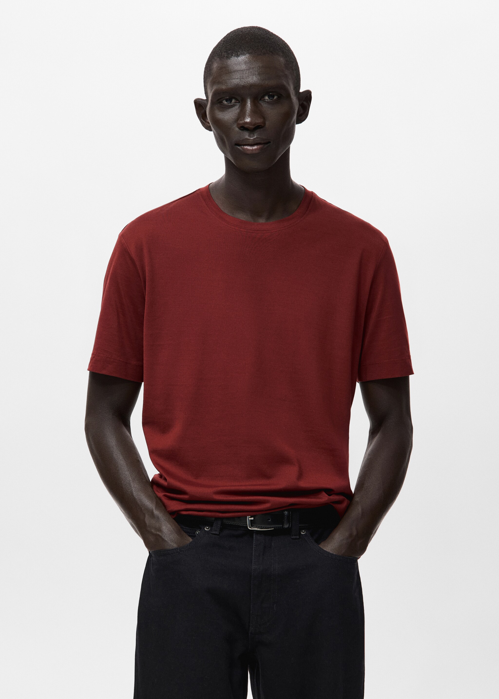 Camiseta 100% algodón regular fit - Plano medio, Cereza. Ref: 27041264-00.