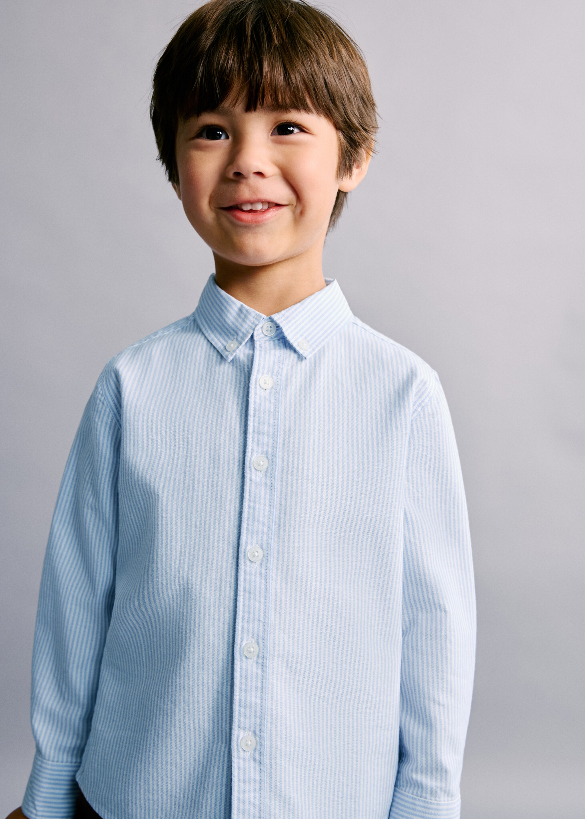 Striped Oxford shirt - Medium plane, Sky Blue. Ref: 27041267-00.