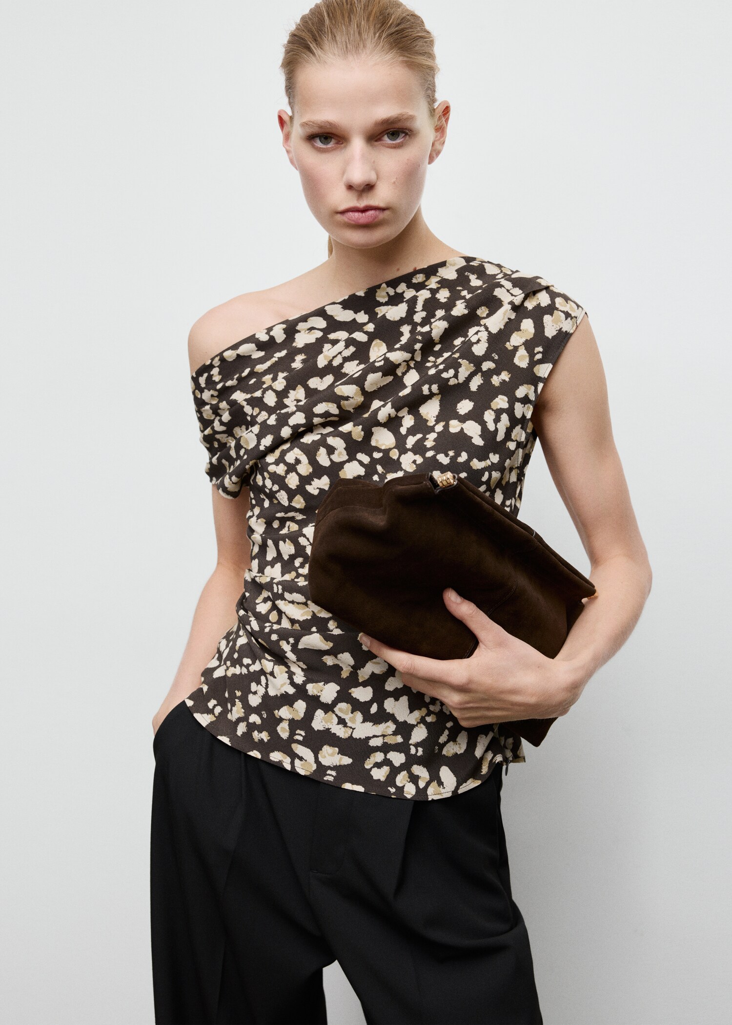 Draped animal-print top - Medium plane