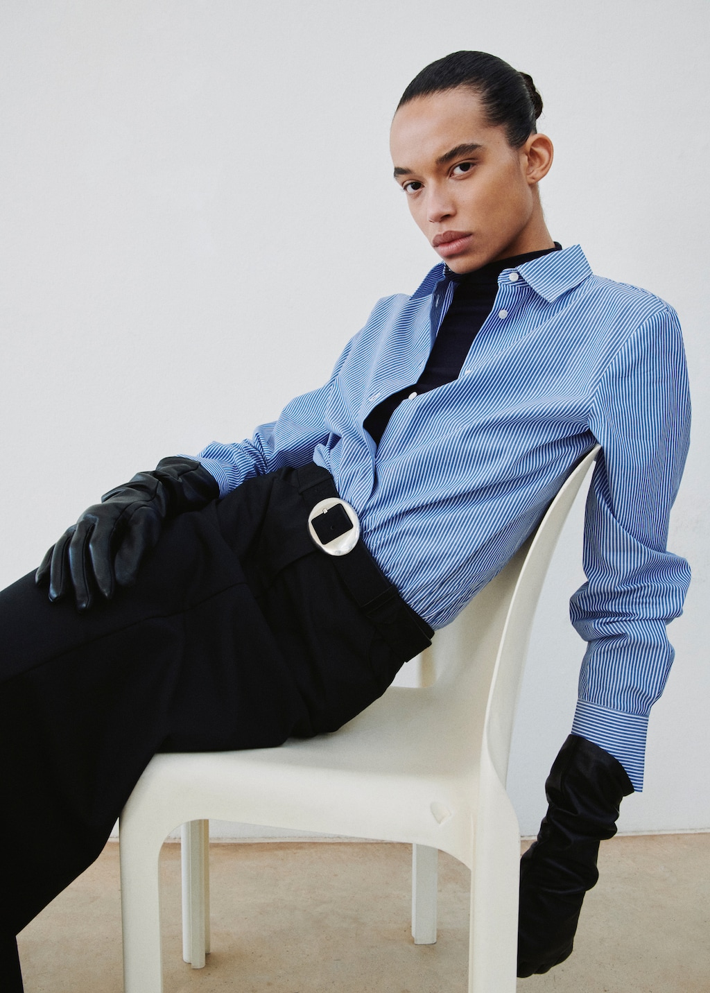 Cotton and lyocell blend straight shirt