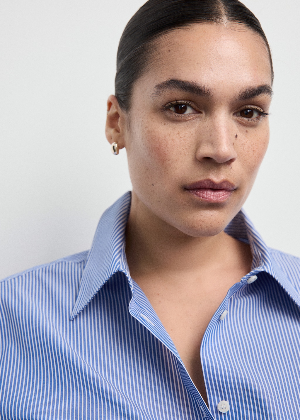 Cotton and lyocell blend straight shirt