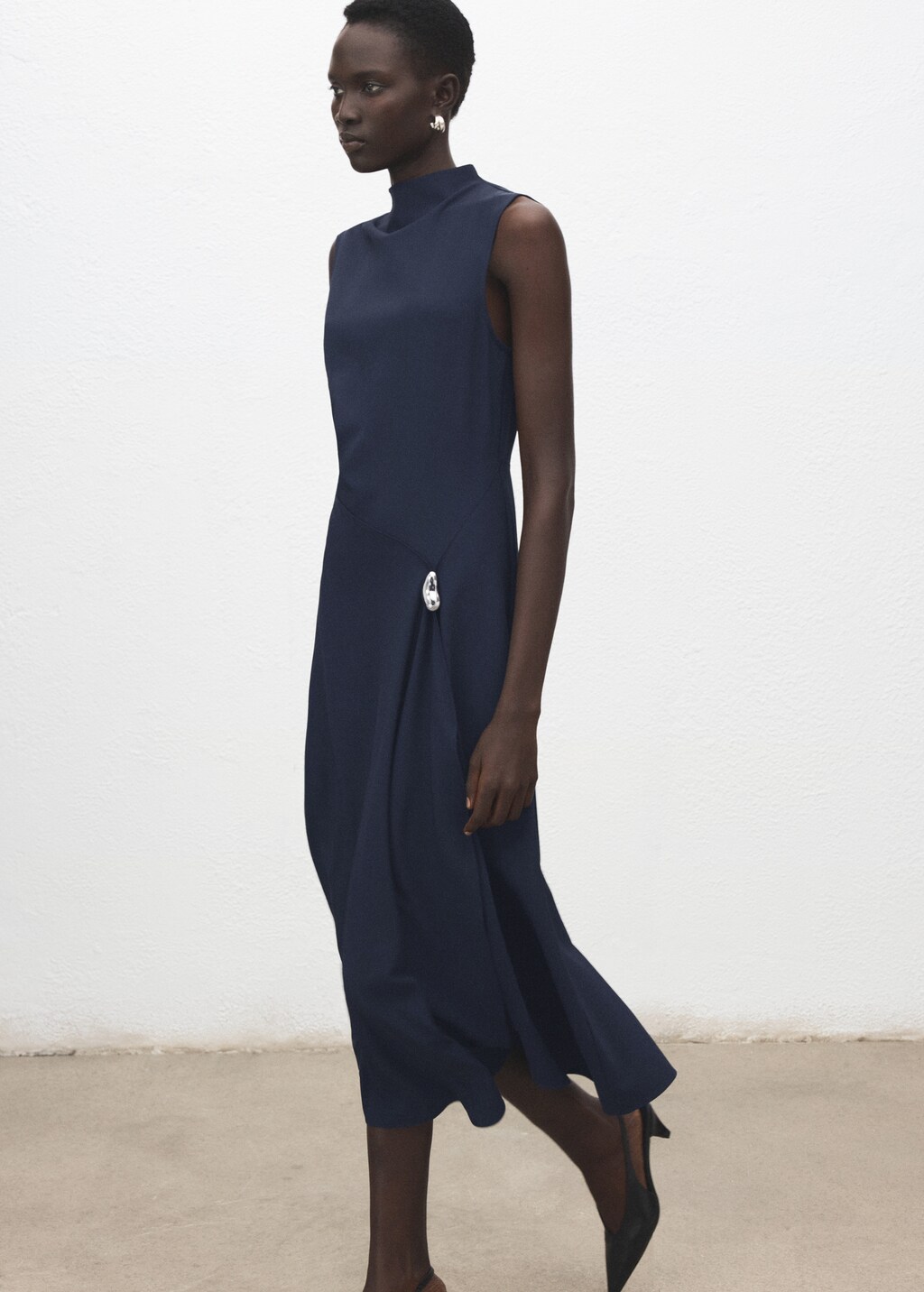 Mango A-line dress with metal embellishment