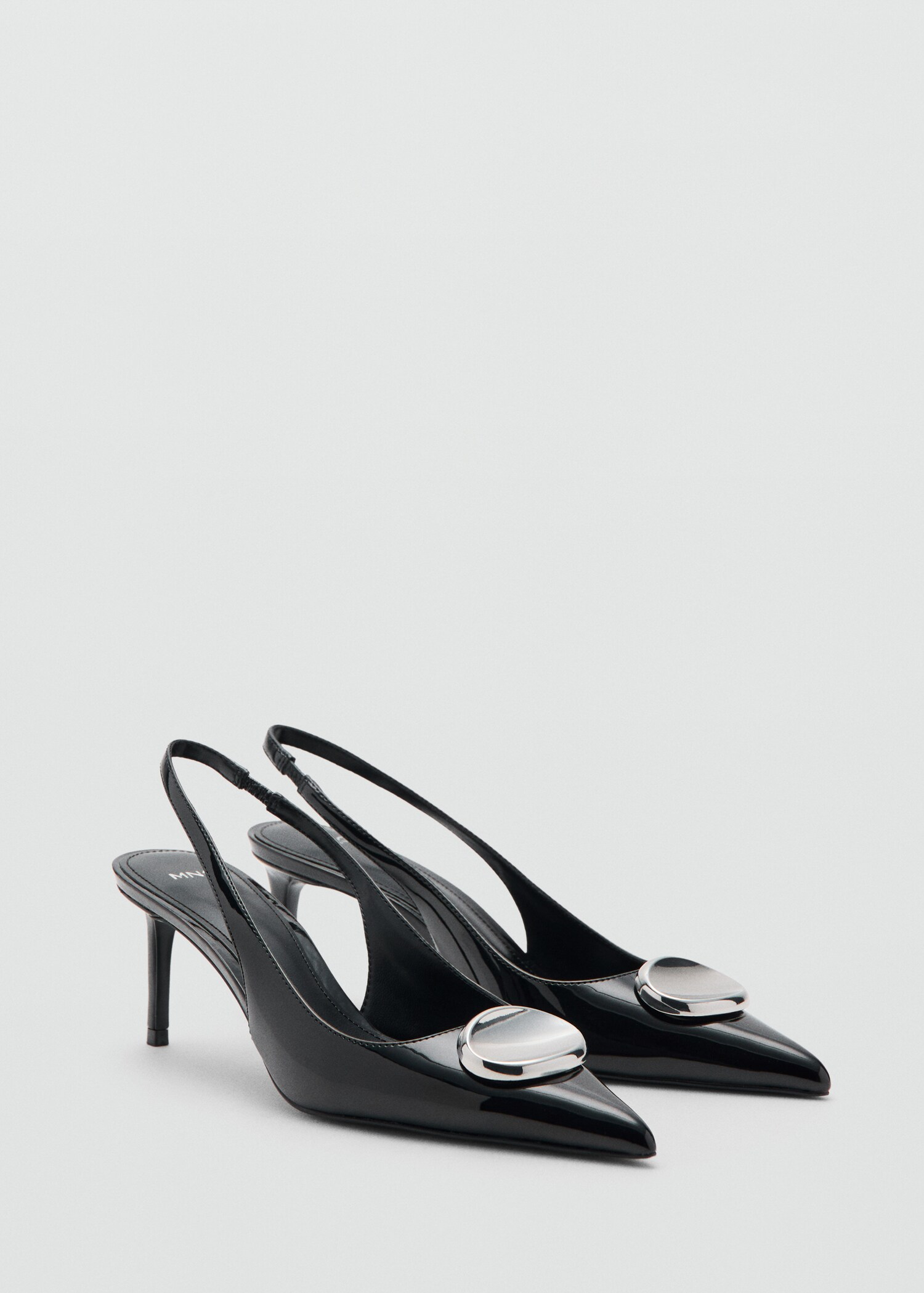 Patent leather high-heeled shoes with metal detail - Medium plane