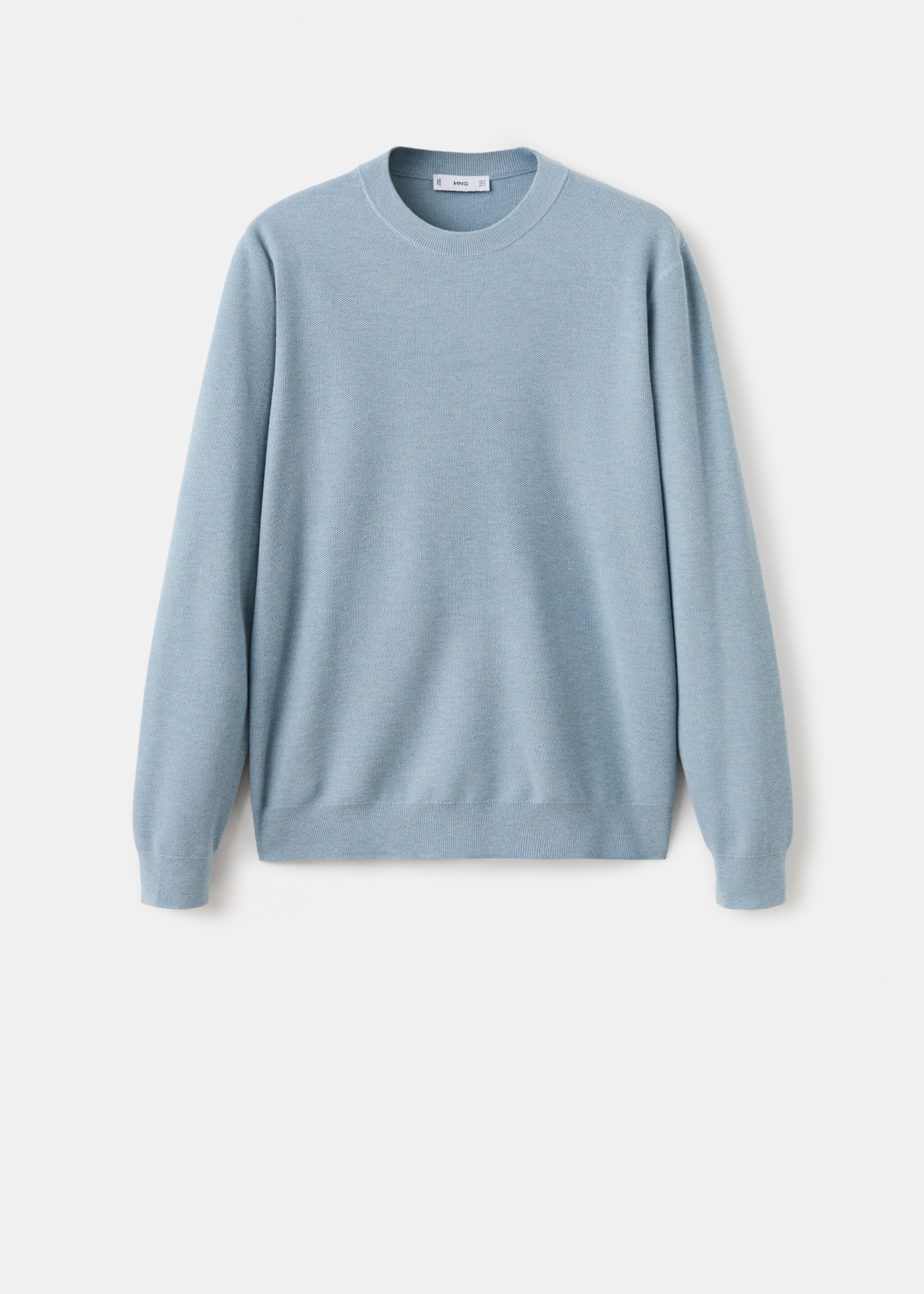 Microstructured cotton knitted sweater - Article without model, Sky Blue. Ref: 27041281-00.