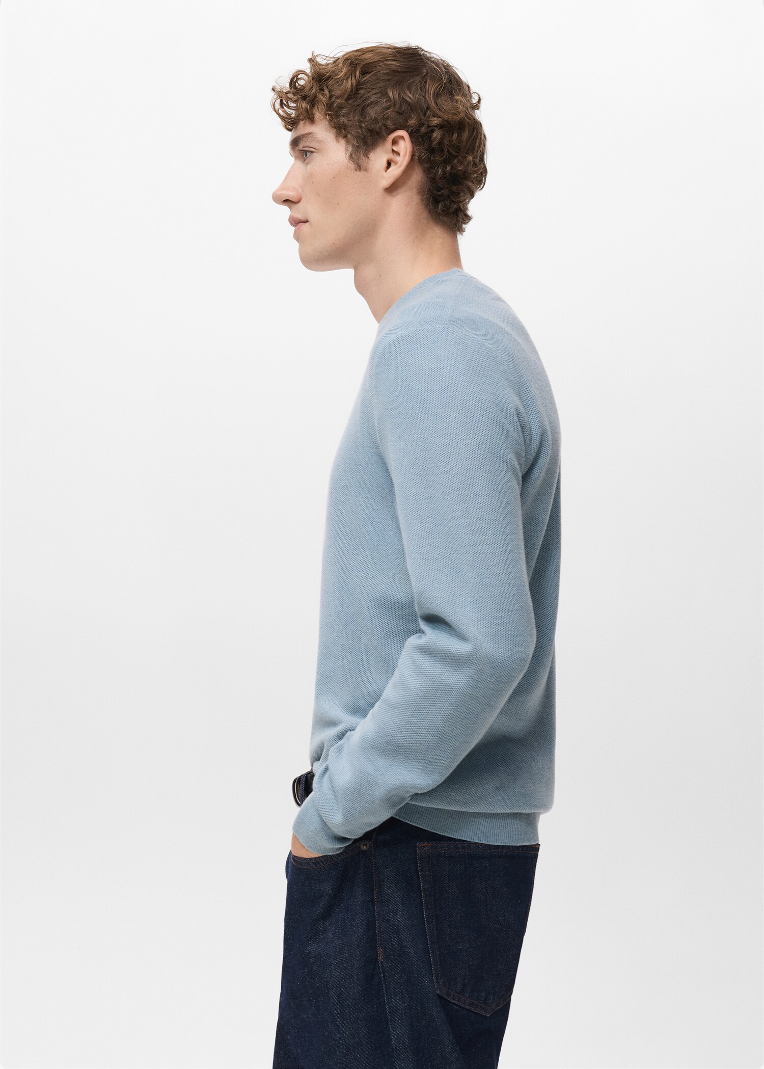 Microstructured cotton knitted sweater - Details of the article 2