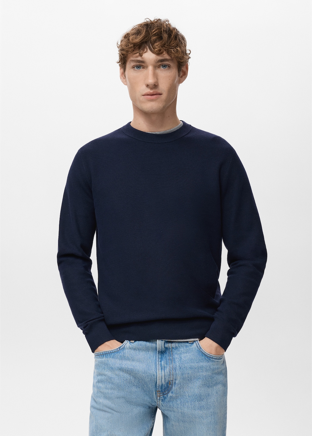 Microstructured cotton knitted sweater