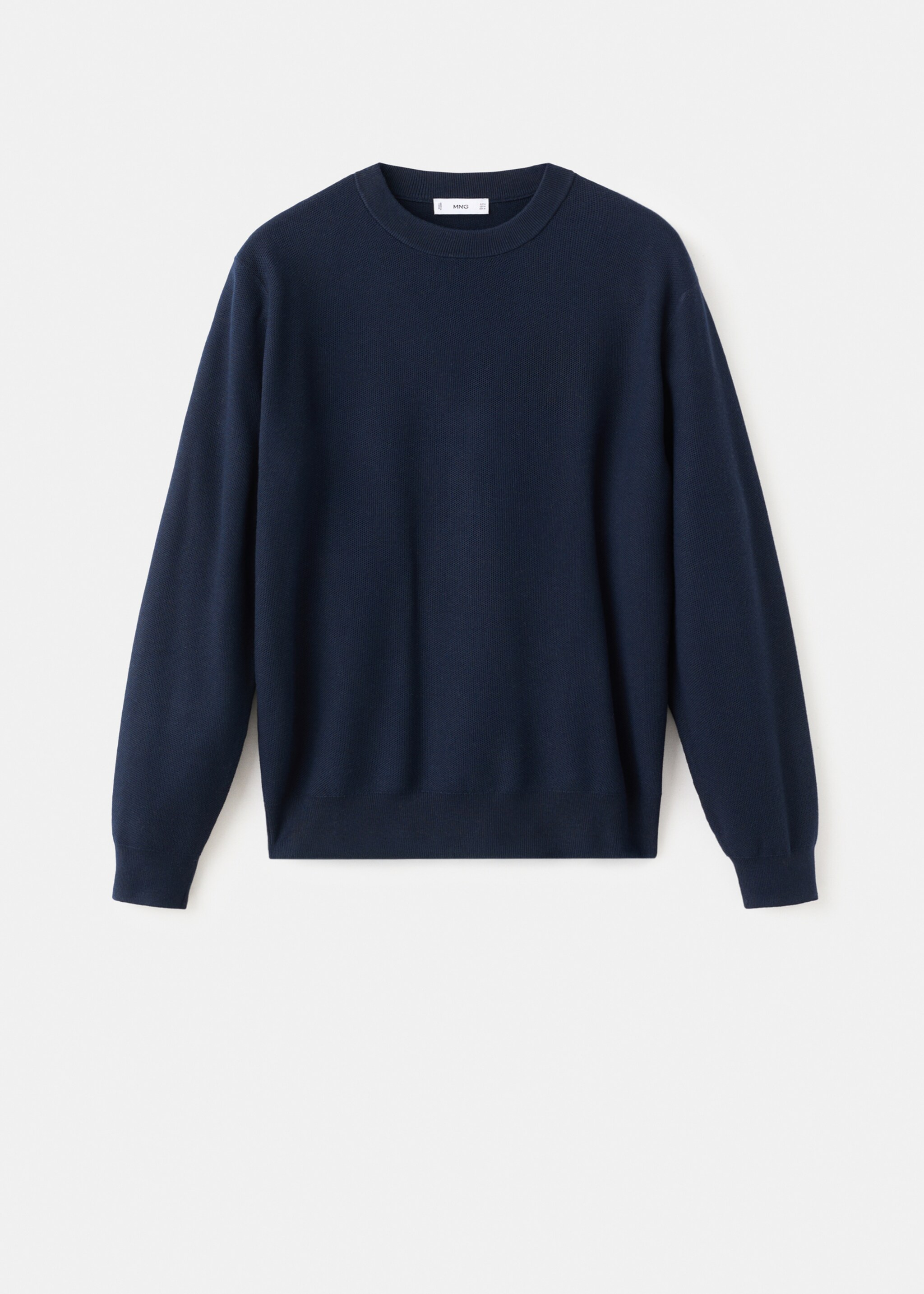 Microstructured cotton knitted sweater - Article without model, Navy. Ref: 27041281-00.