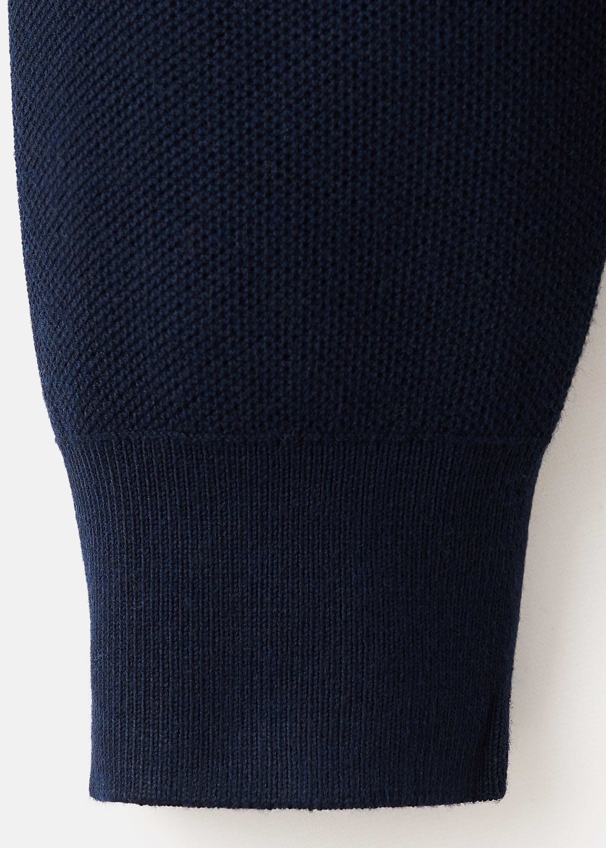 Microstructured cotton knitted sweater - Details of the article 0, Navy. Ref: 27041281-00.