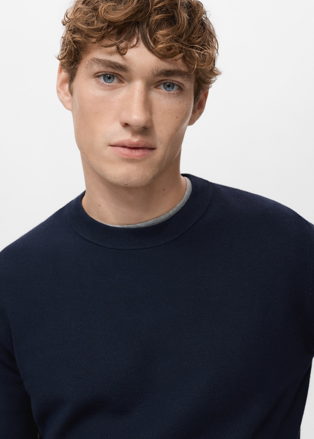 Microstructured cotton knitted sweater