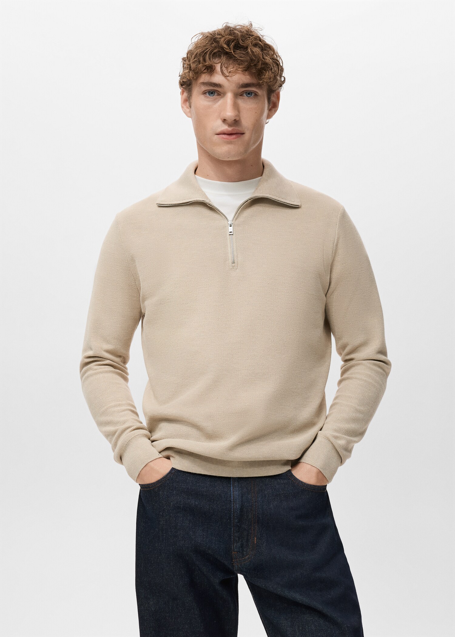 Rollkragenpullover mit Mikrostruktur - Mittlere Ansicht