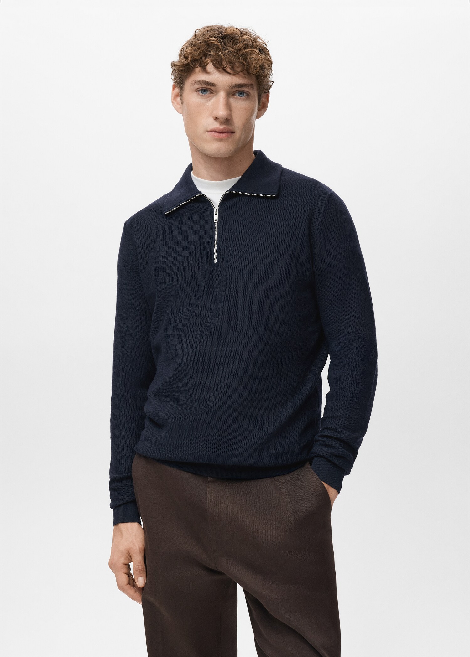 Rollkragenpullover mit Mikrostruktur - Mittlere Ansicht