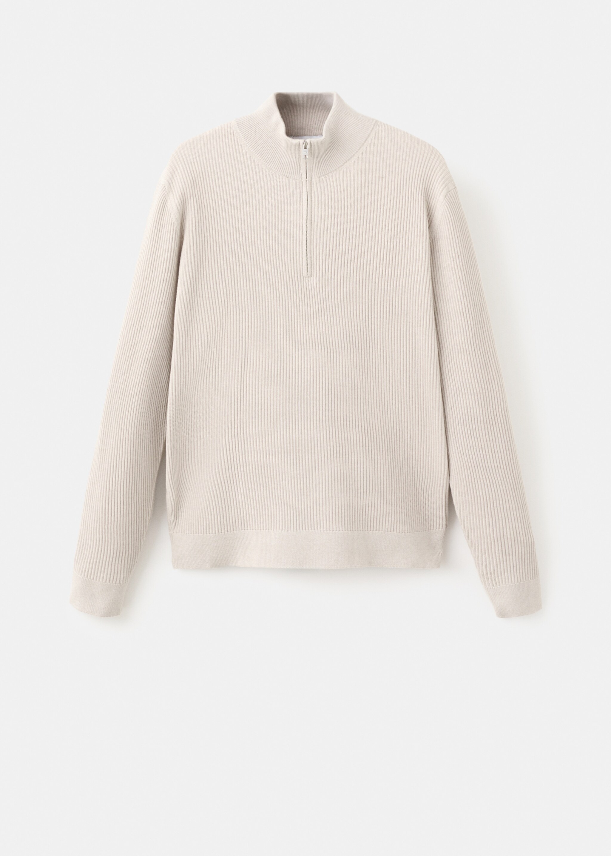 Pull-over maille côtelée col zippé - Article sans modèle, Beige. Ref: 27041283-00.