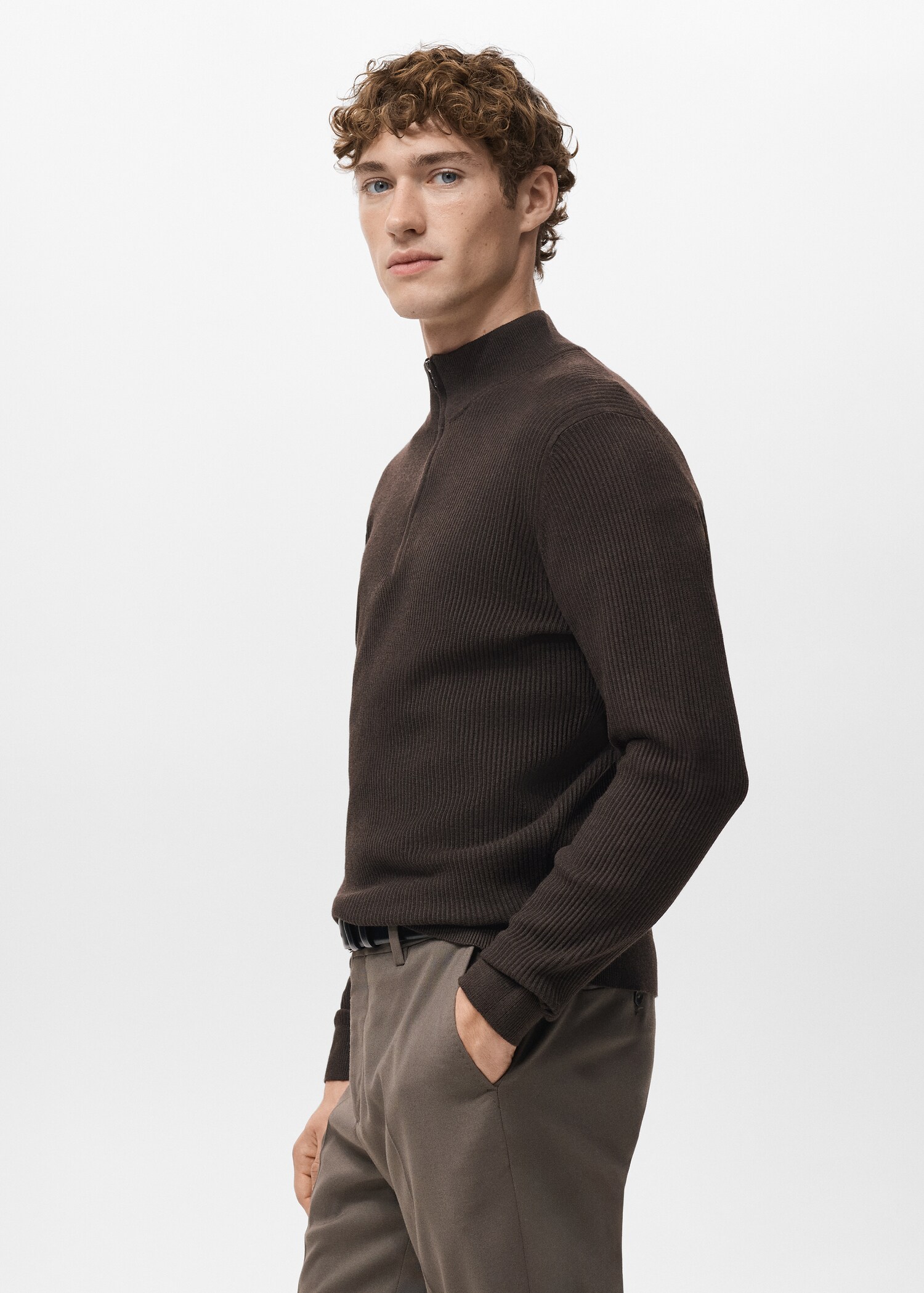 Pull-over maille côtelée col zippé - Détail de l'article 2