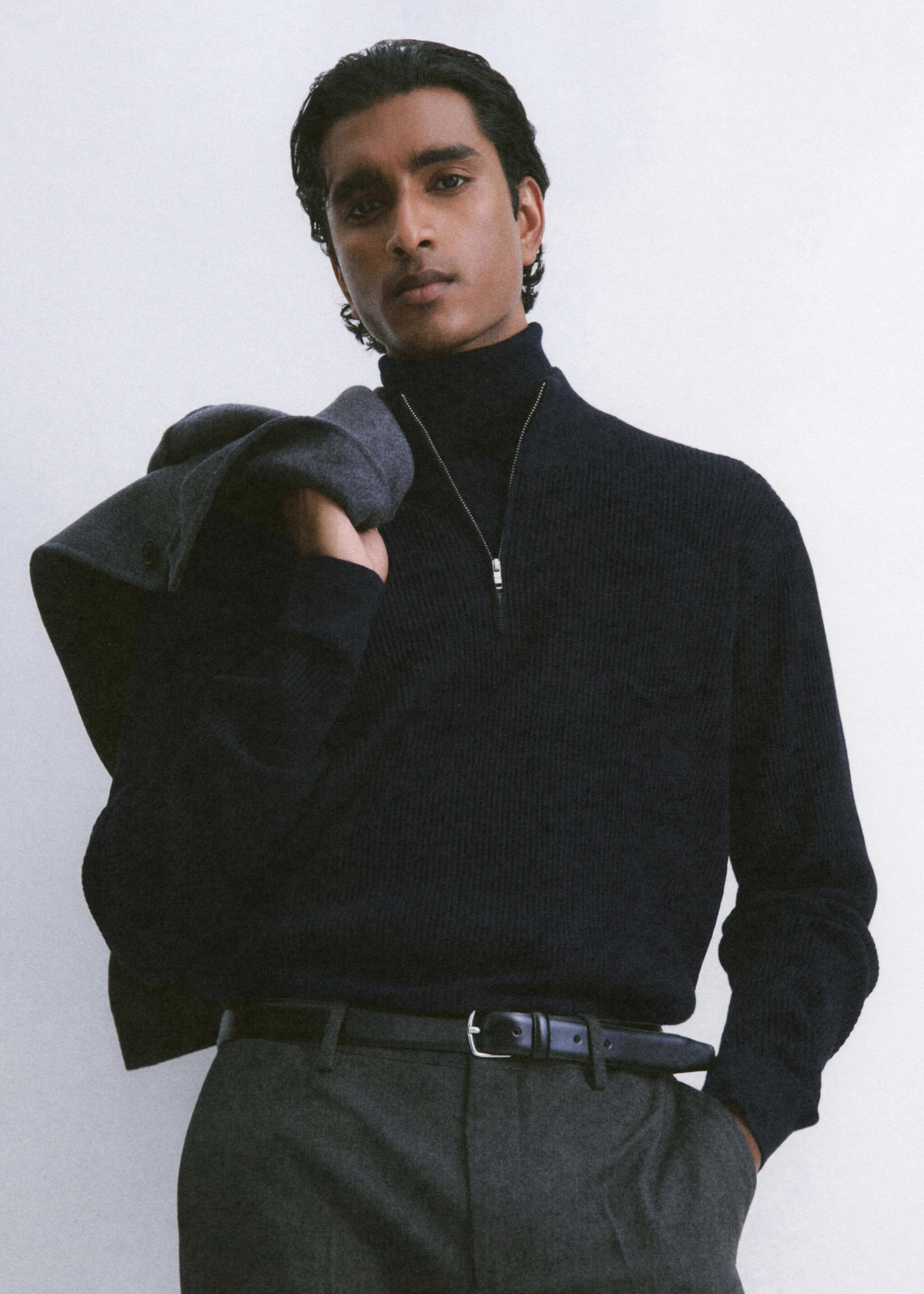 Πουλόβερ rib λαιμός φερμουάρ - Λεπτομέρεια του προϊόντος 3, Ναυτικό Μπλε . Ref: 27041283-00.