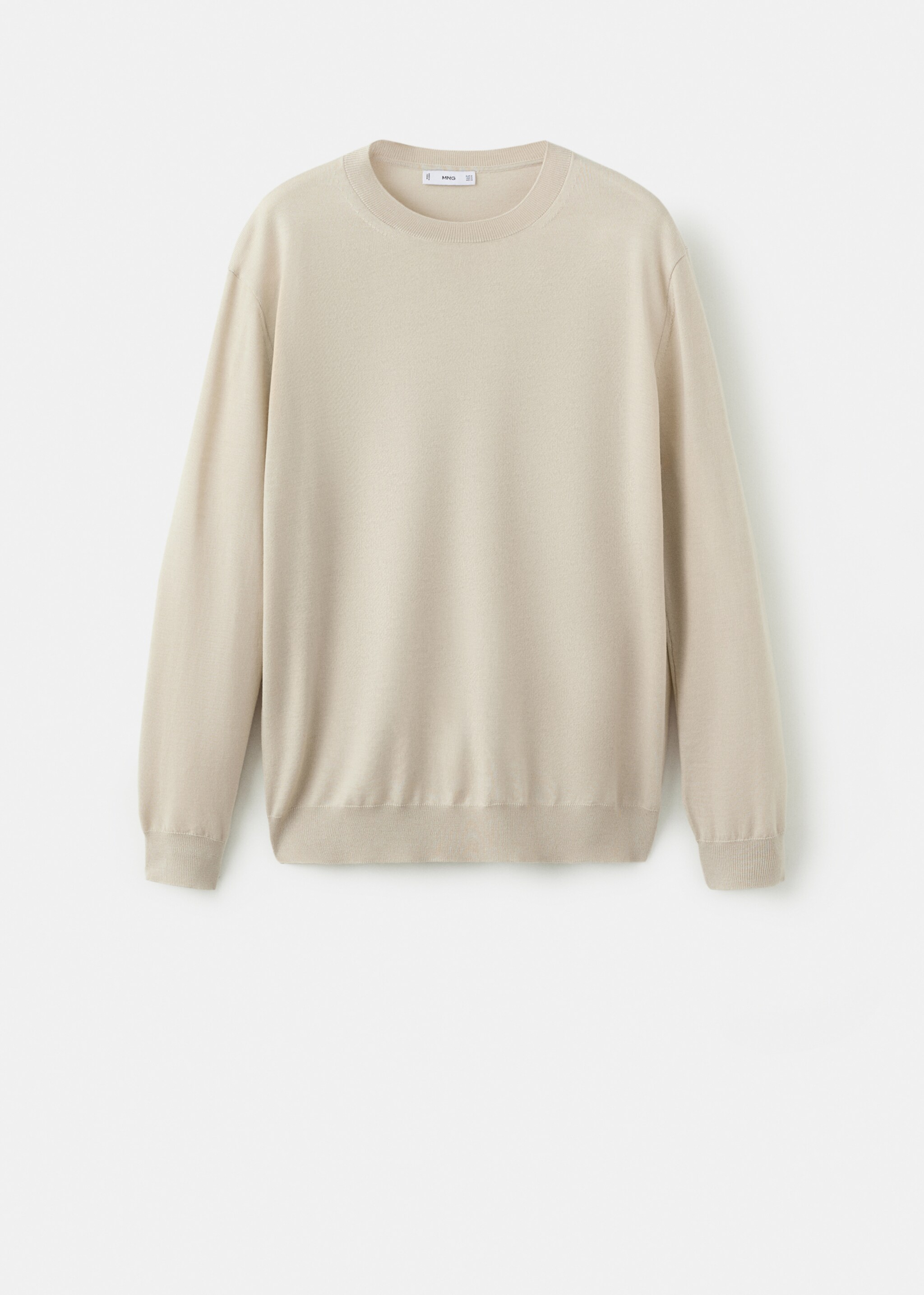 100% wool round-neck sweater - Article without model, Beige. Ref: 27041284-00.