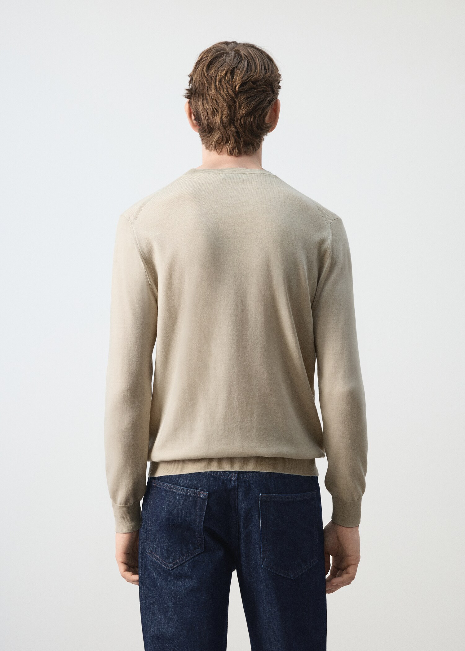 Camisola de gola redonda de 100% lã merina - Verso do artigo