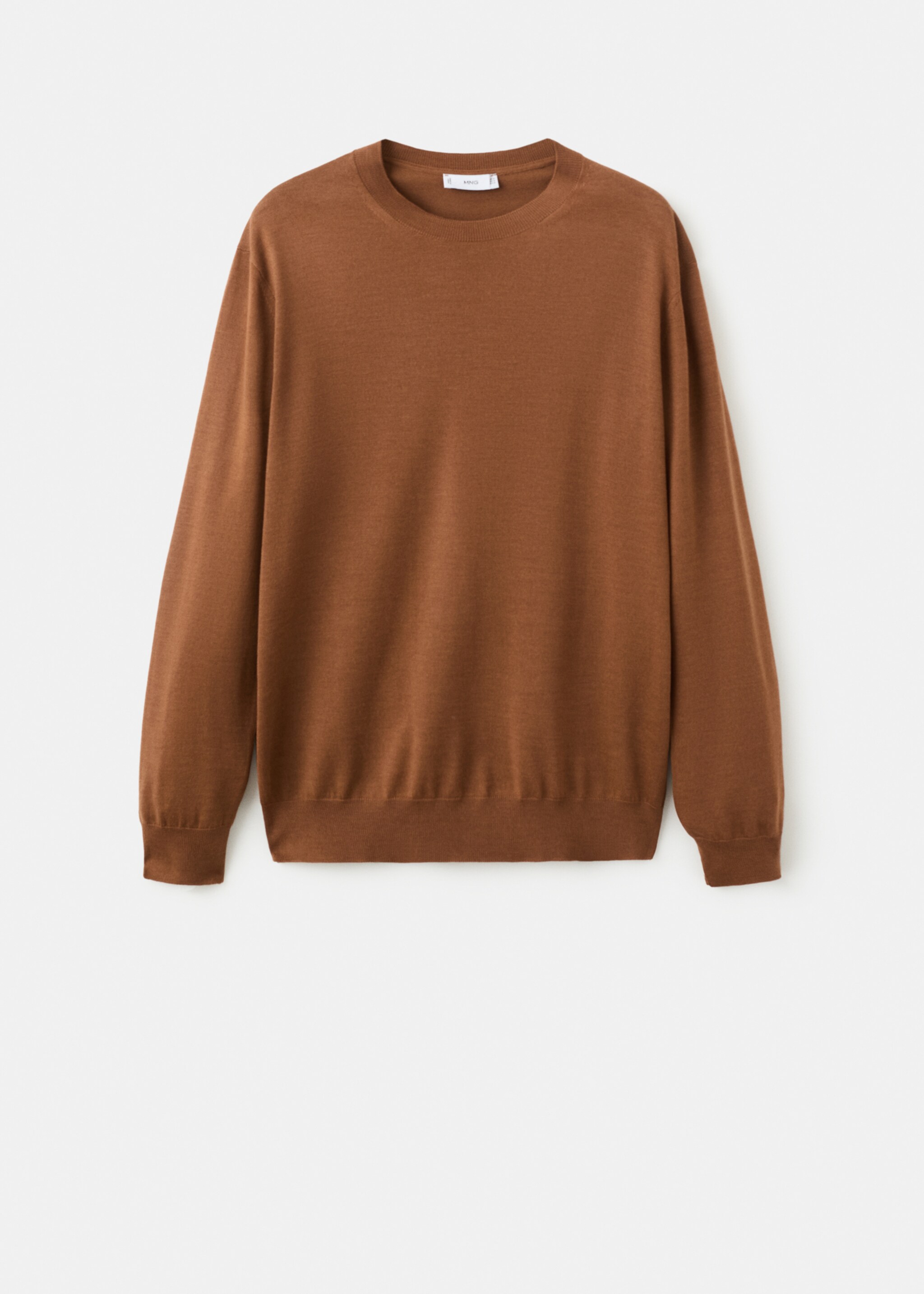 100% wool round-neck sweater - Article without model, Caramel. Ref: 27041284-00.