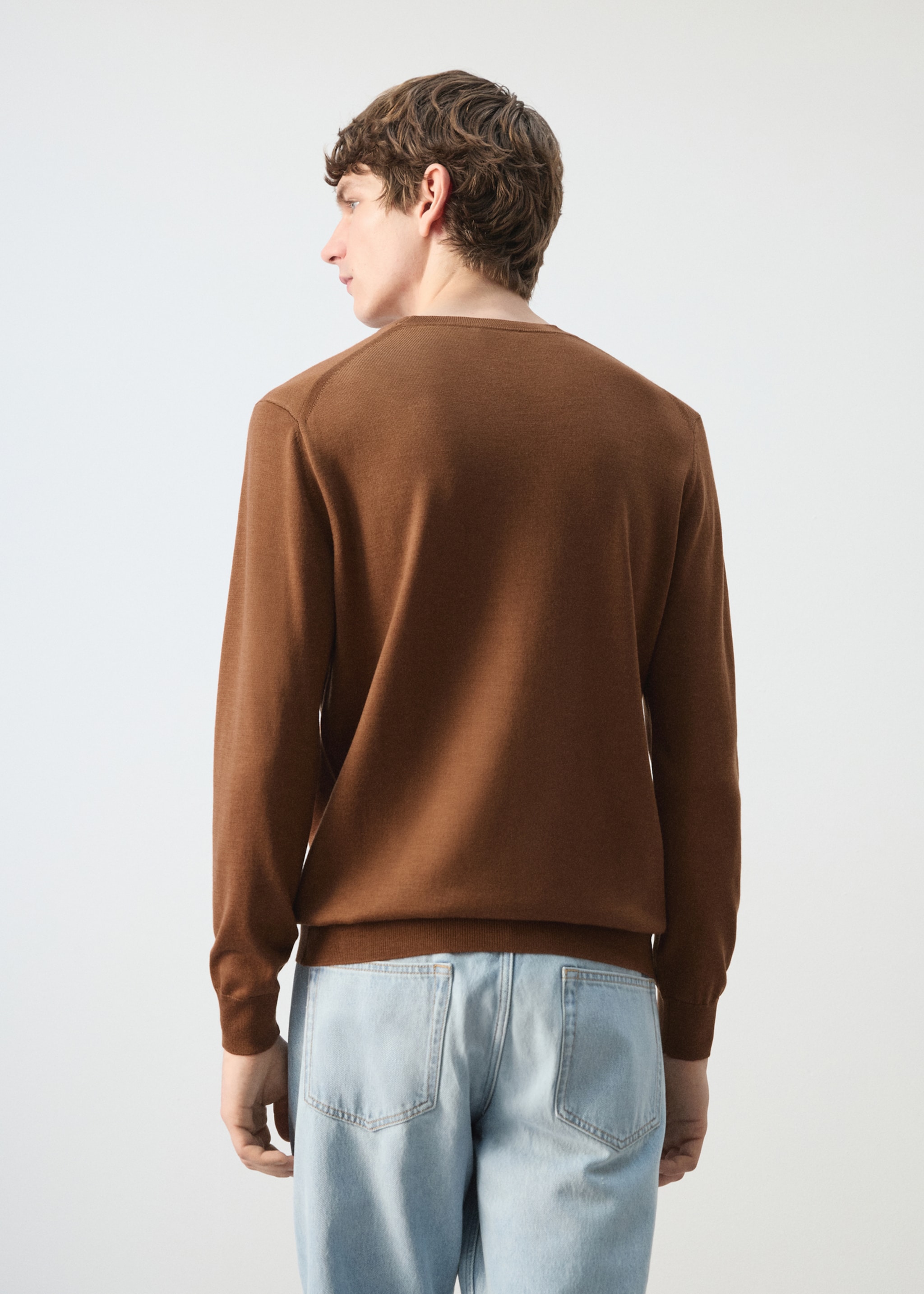 100% wool fine-knit sweater - Reverse of the article, Caramel. Ref: 27041284-00.