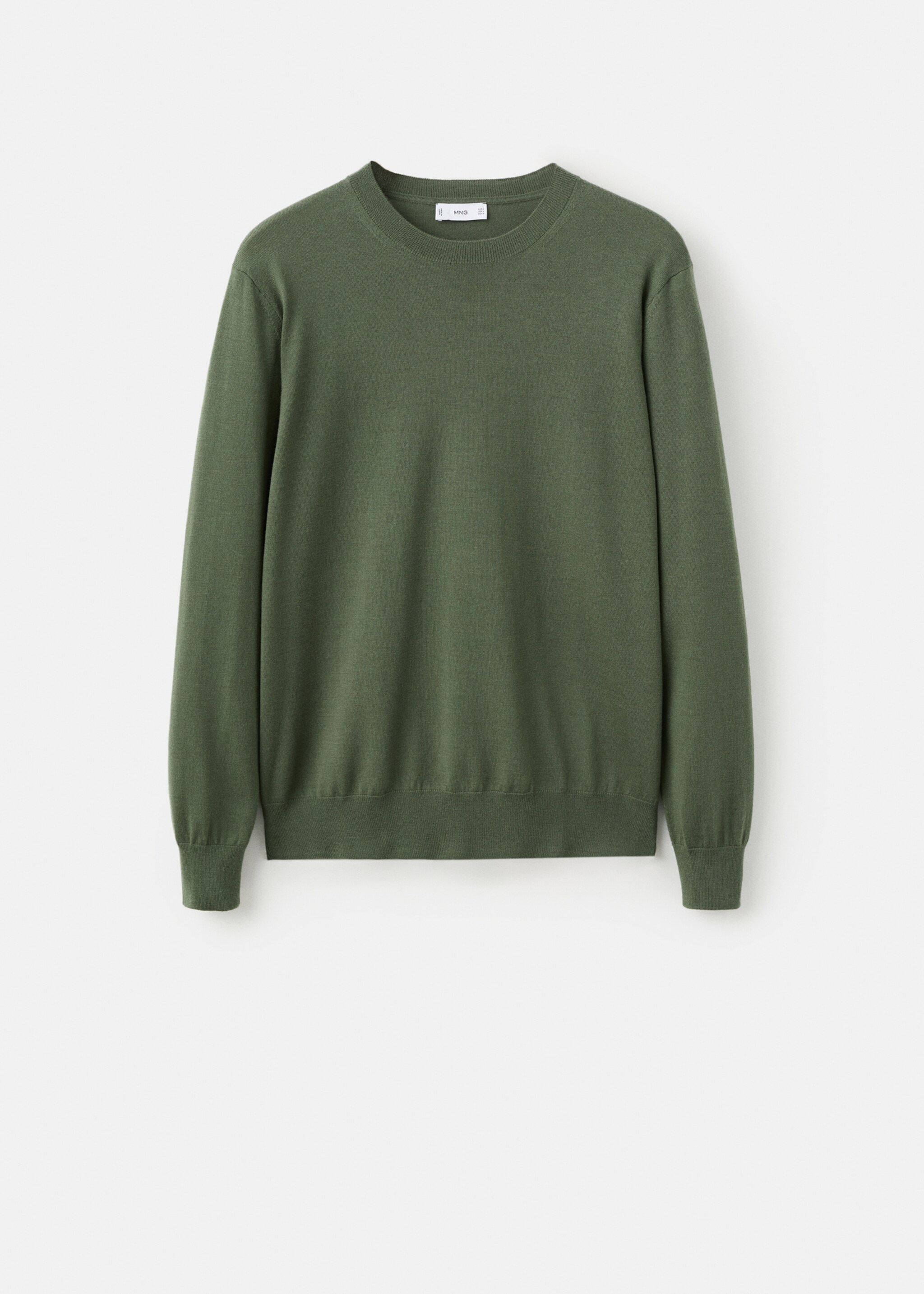 100% merino wool crew neck sweater - Article without model, Green. Ref: 27041284-00.