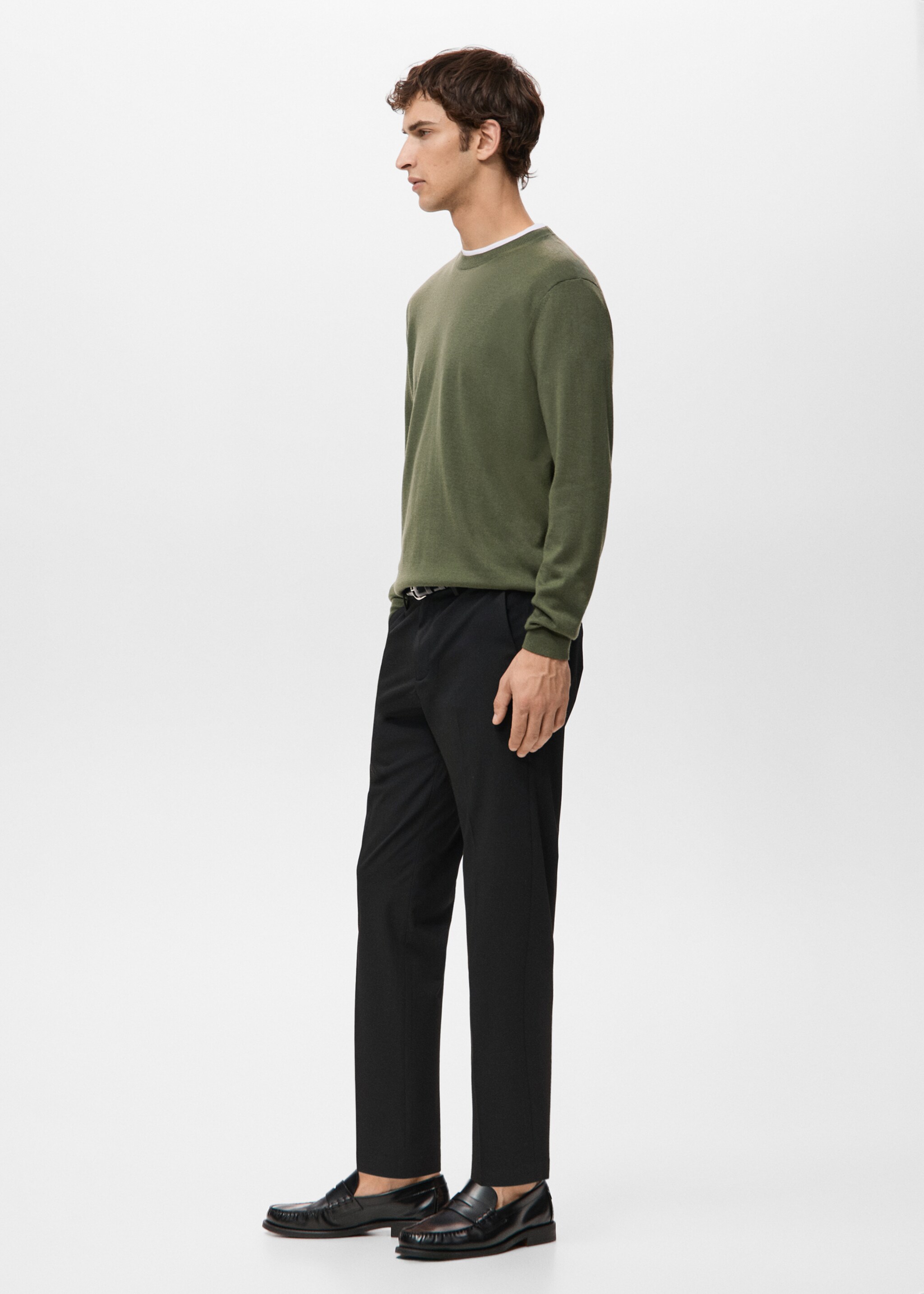 100% merino wool crew neck sweater - Details of the article 2, Green. Ref: 27041284-00.