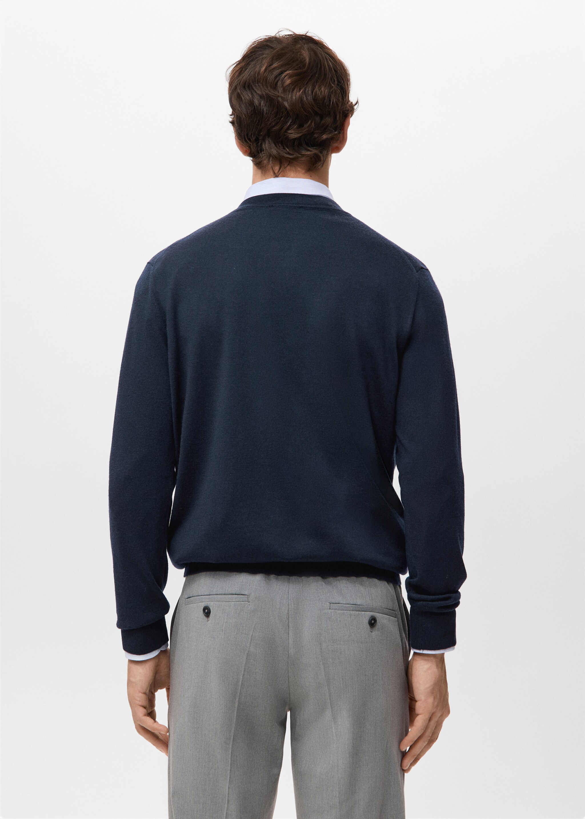 100% merino wool crew neck sweater - Reverse of the article, Navy. Ref: 27041284-00.