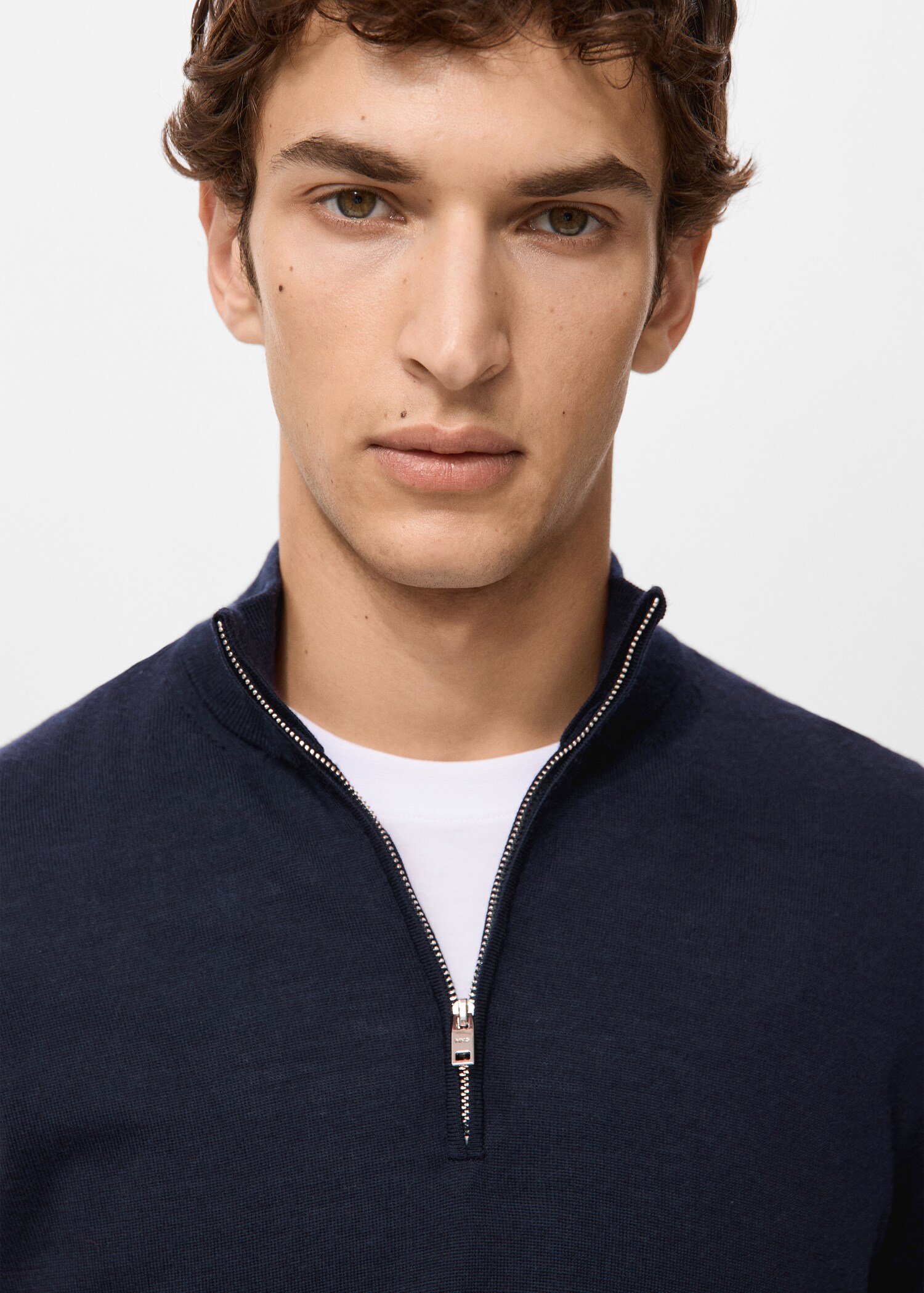 100% merino wool sweater with perkins collar - Details of the article 1