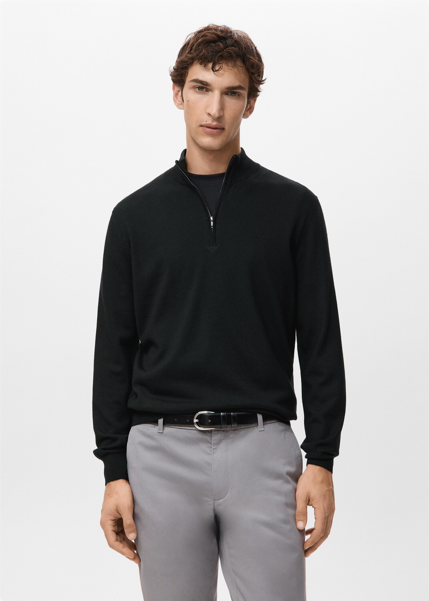 100% merino wool sweater with perkins collar - Medium plane