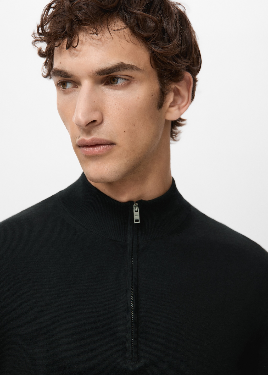100% merino wool zip-neck sweater