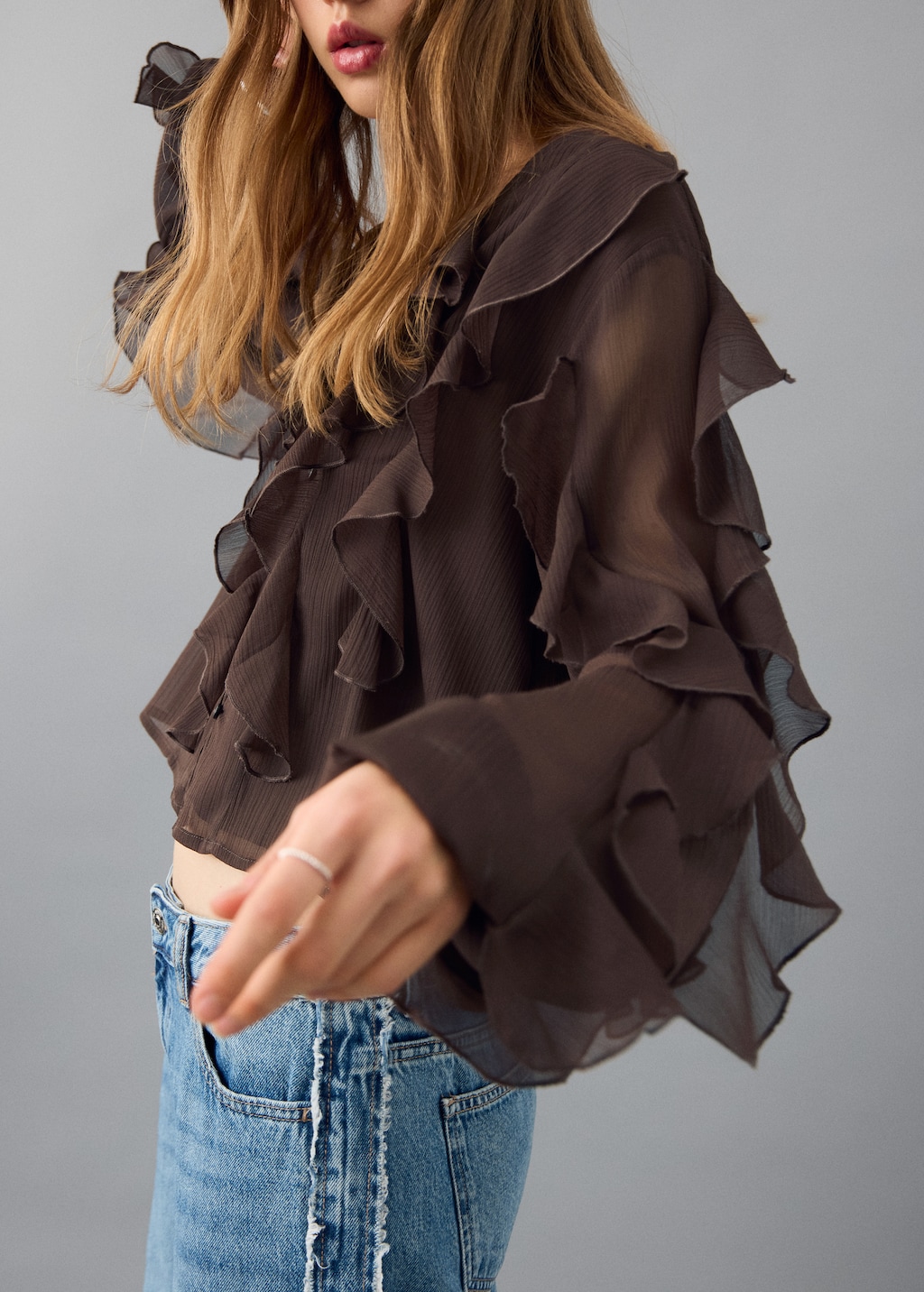 Fluid ruffled blouse