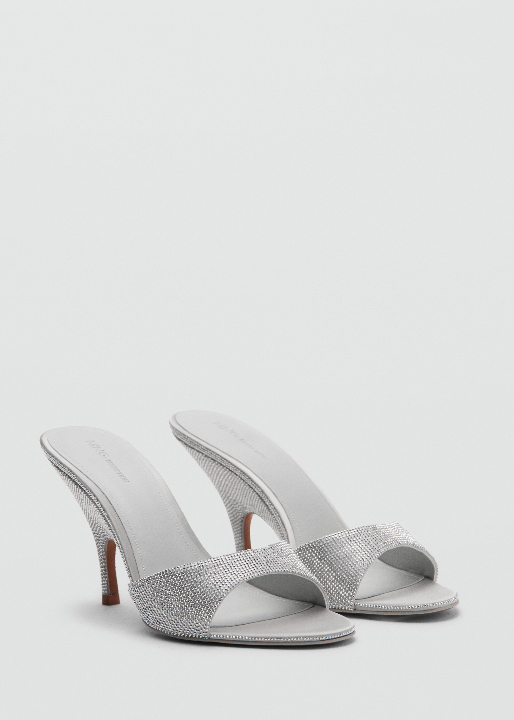 Wedge heeled sandals with rhinestones - Medium plane, Silver. Ref: 27041291-00.