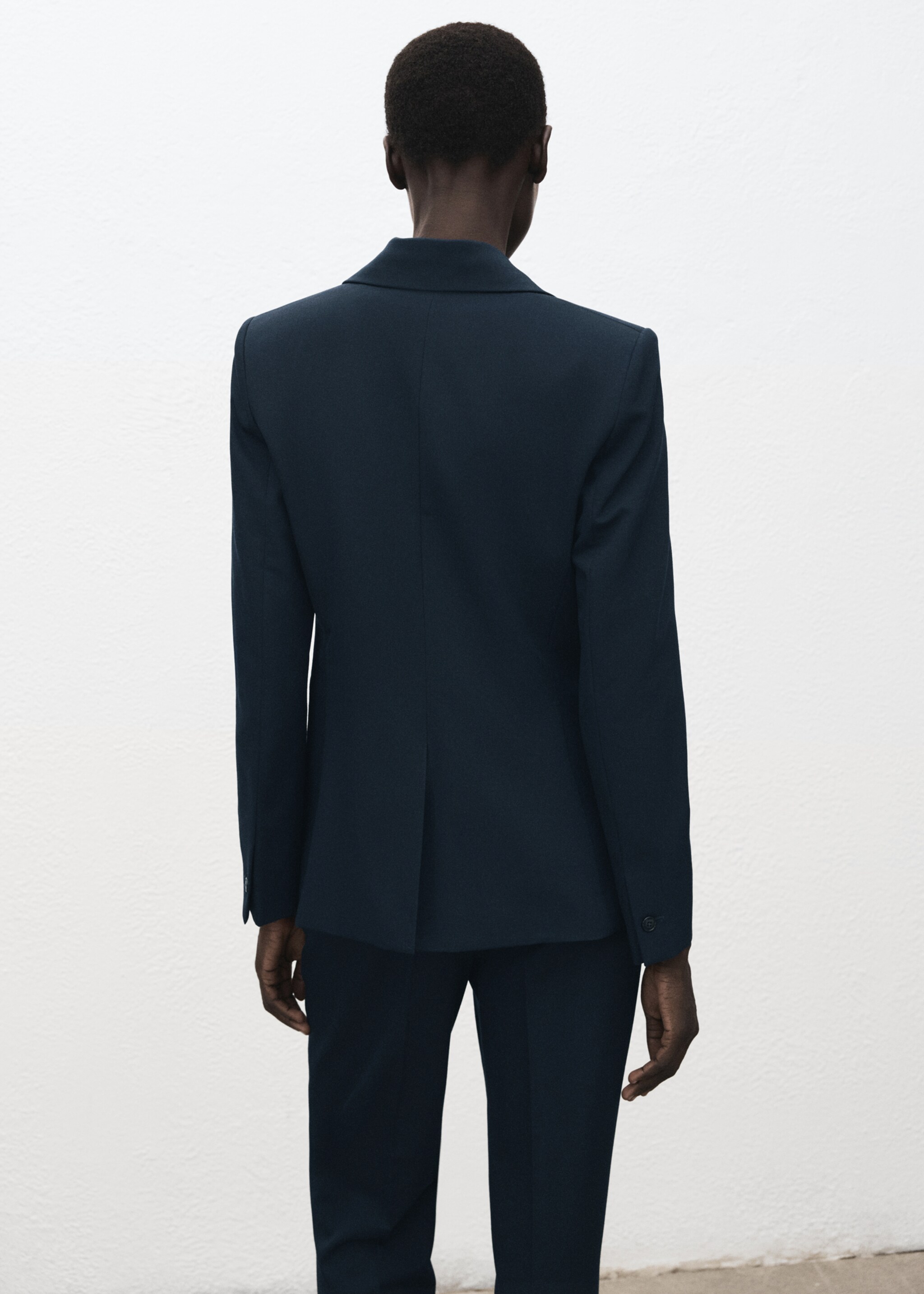 Fitted suit blazer - Reverse of the article, Dark Navy. Ref: 27041294-00.