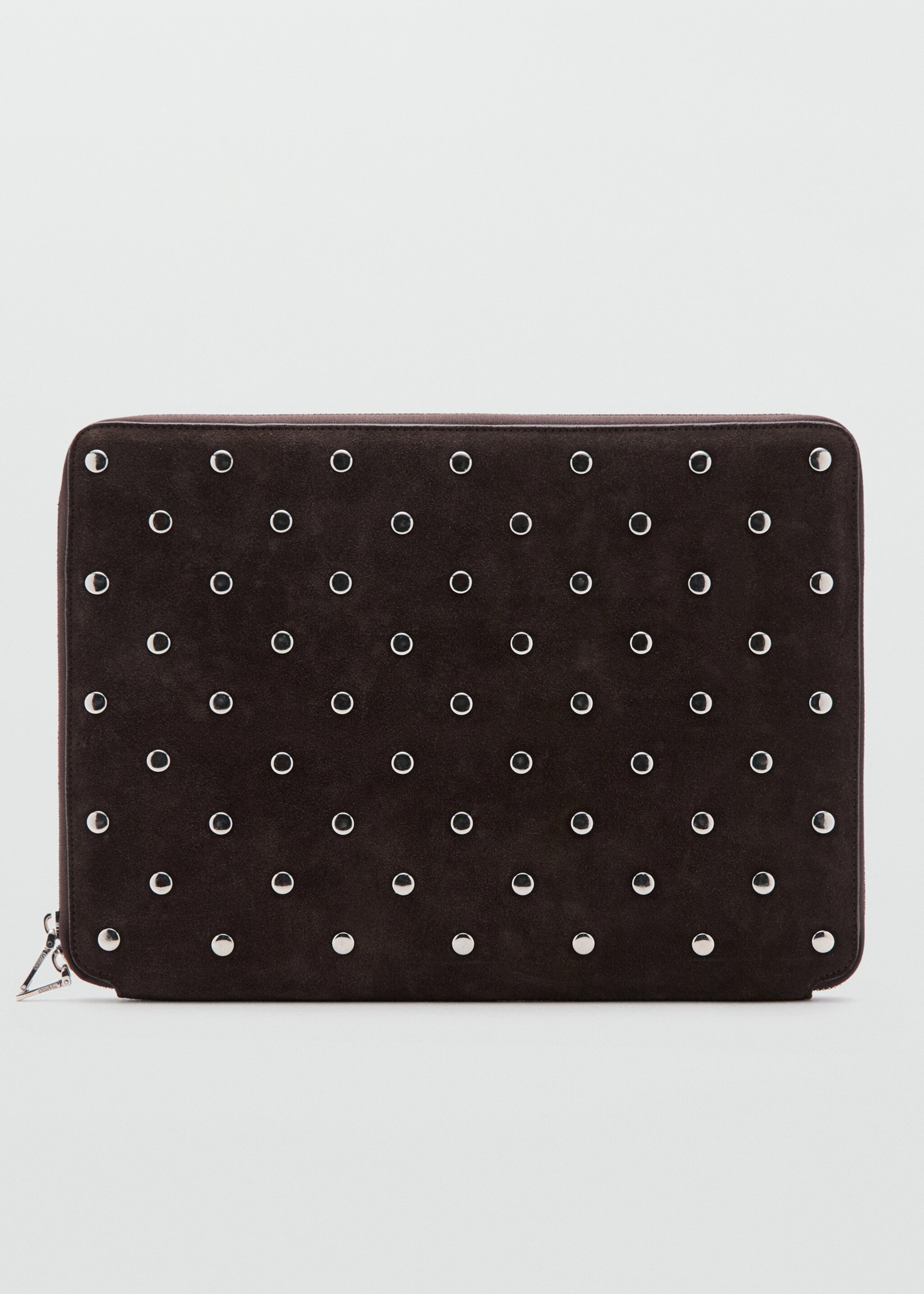Studded leather laptop case - Article without model, Chocolate. Ref: 27041300-00.