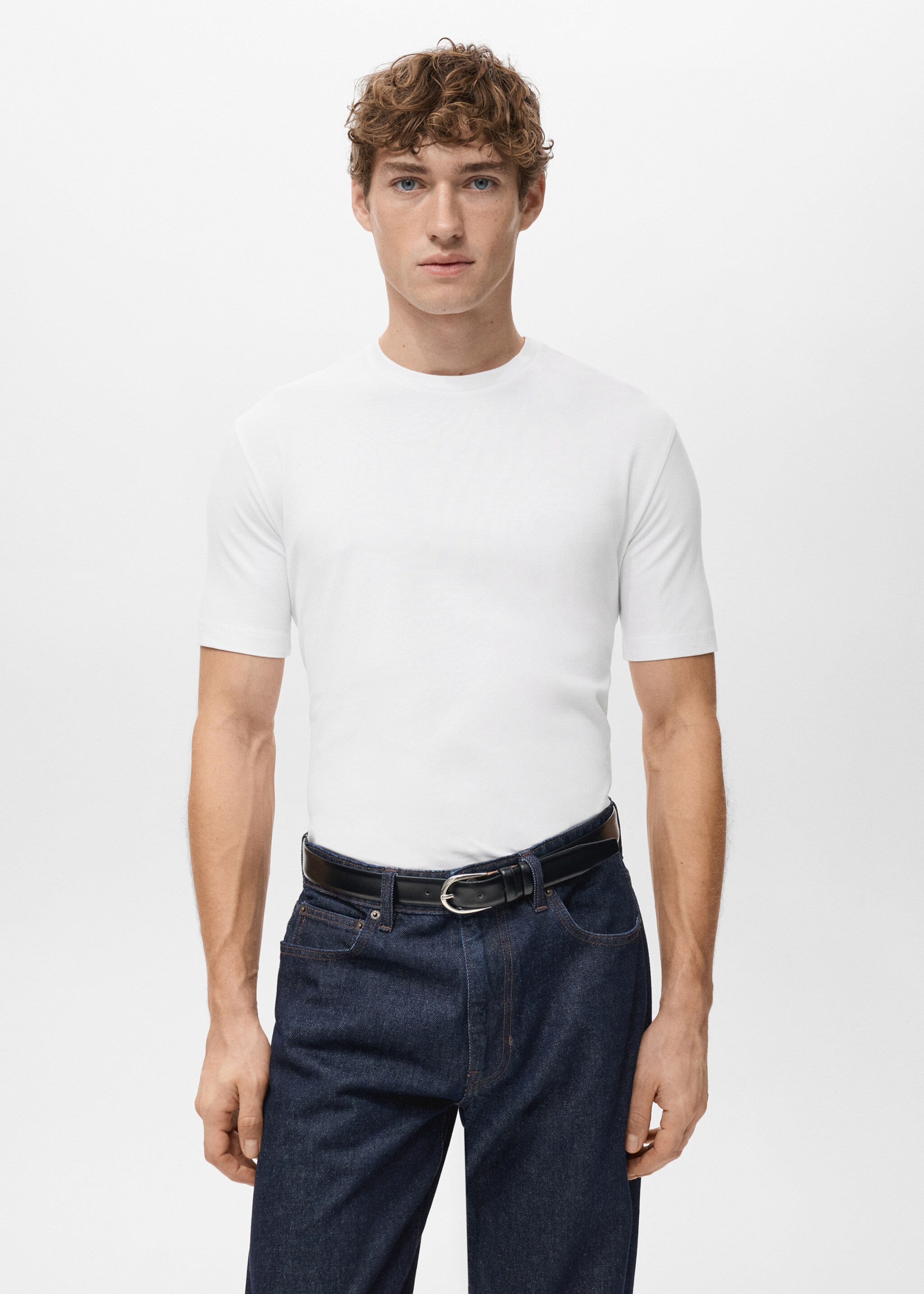 Pack of 2 stretch cotton t-shirts - Medium plane, White. Ref: 27041301-00.