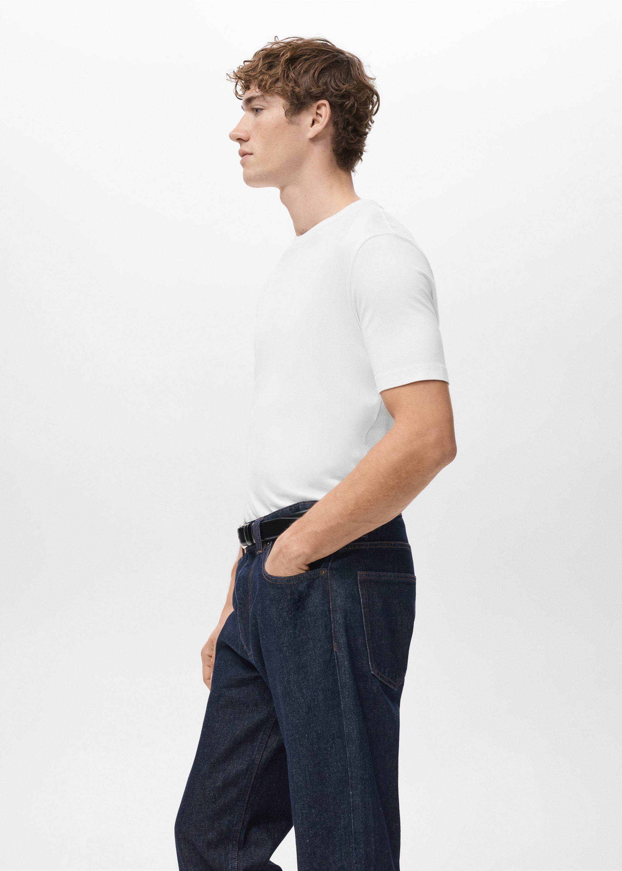 Pack of 2 stretch cotton t-shirts - Details of the article 2, White. Ref: 27041301-00.