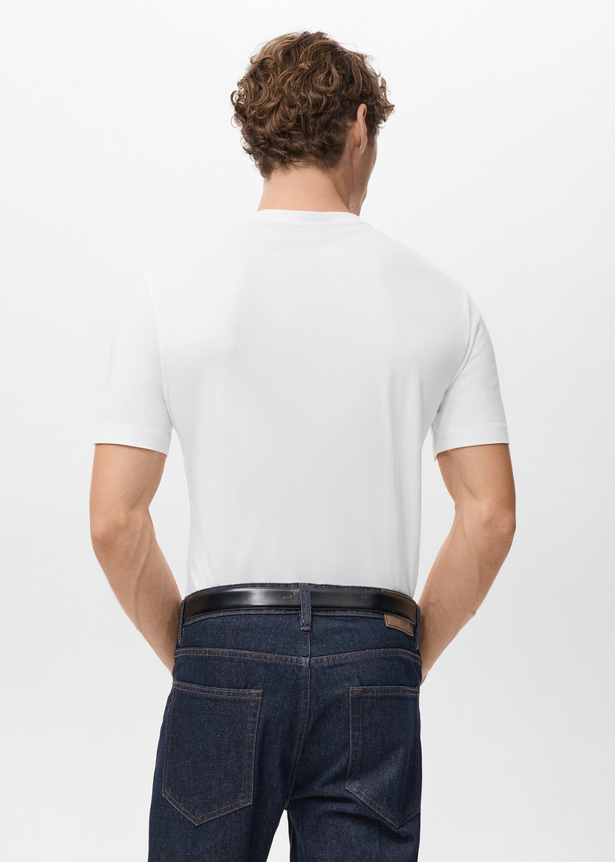 Pack of 2 stretch cotton t-shirts - Reverse of the article, White. Ref: 27041301-00.