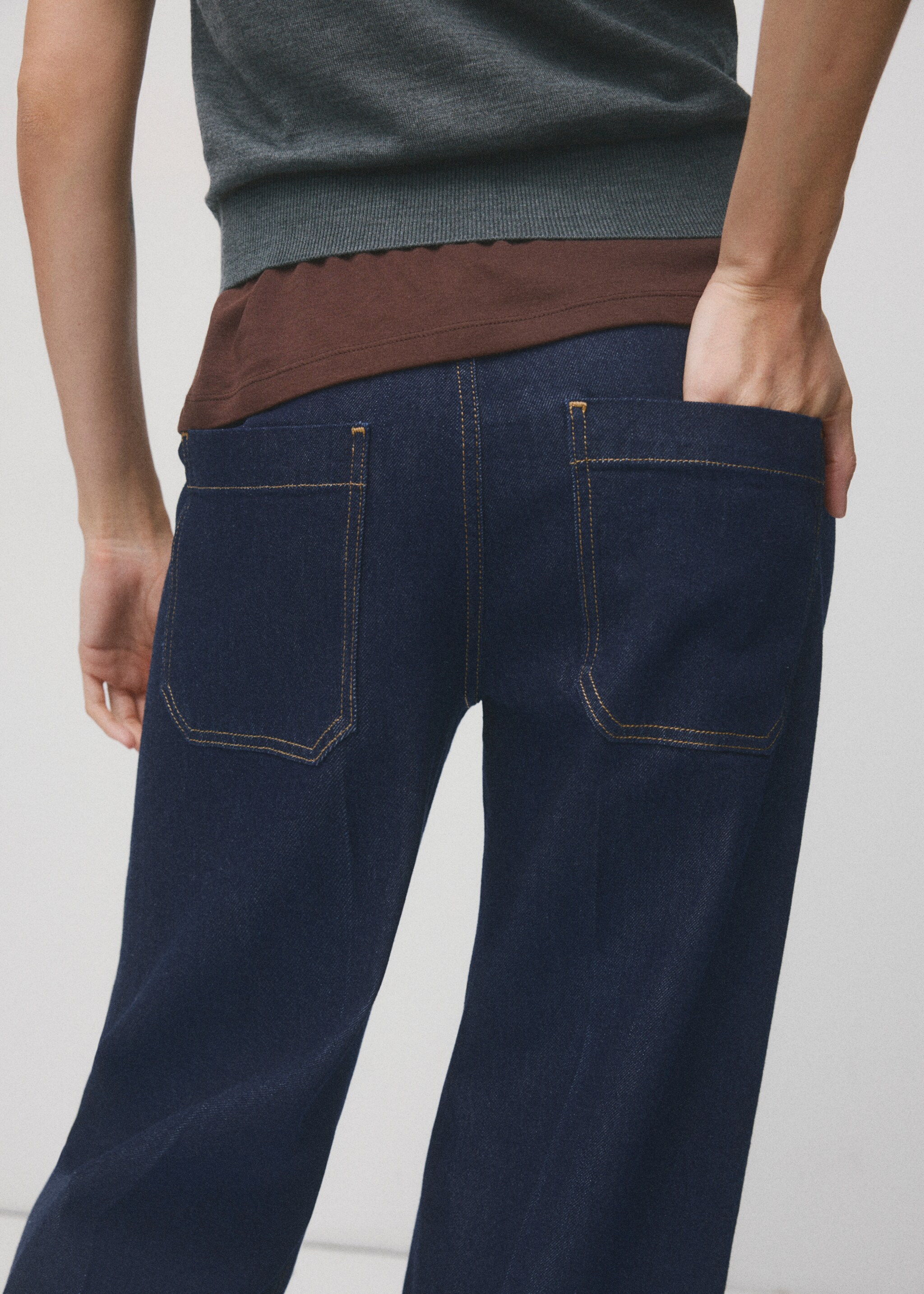 Wide leg premamá jeans with pockets - Details of the article 6, Open Blue. Ref: 27041304-00.