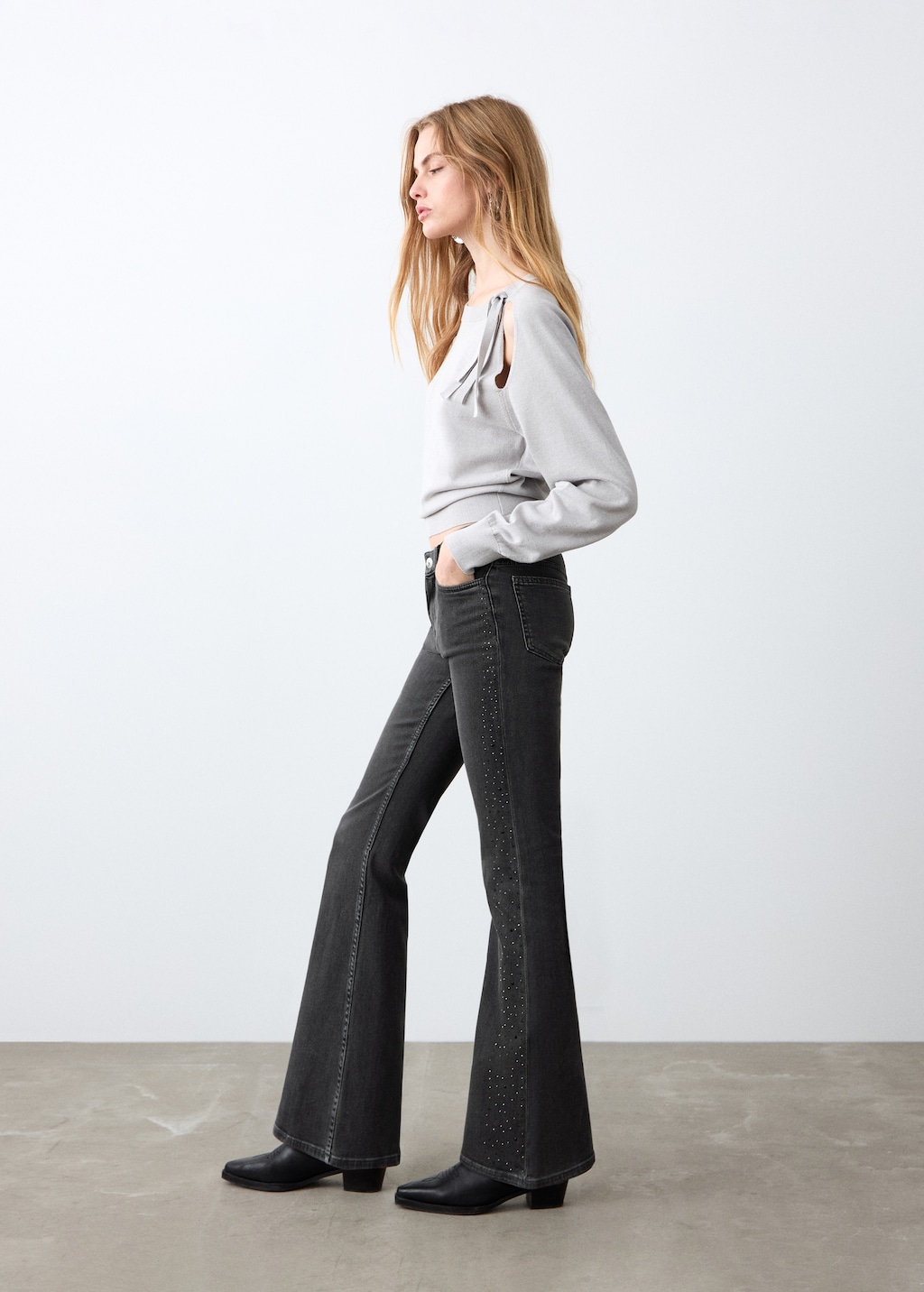 Rhinestone flare jeans