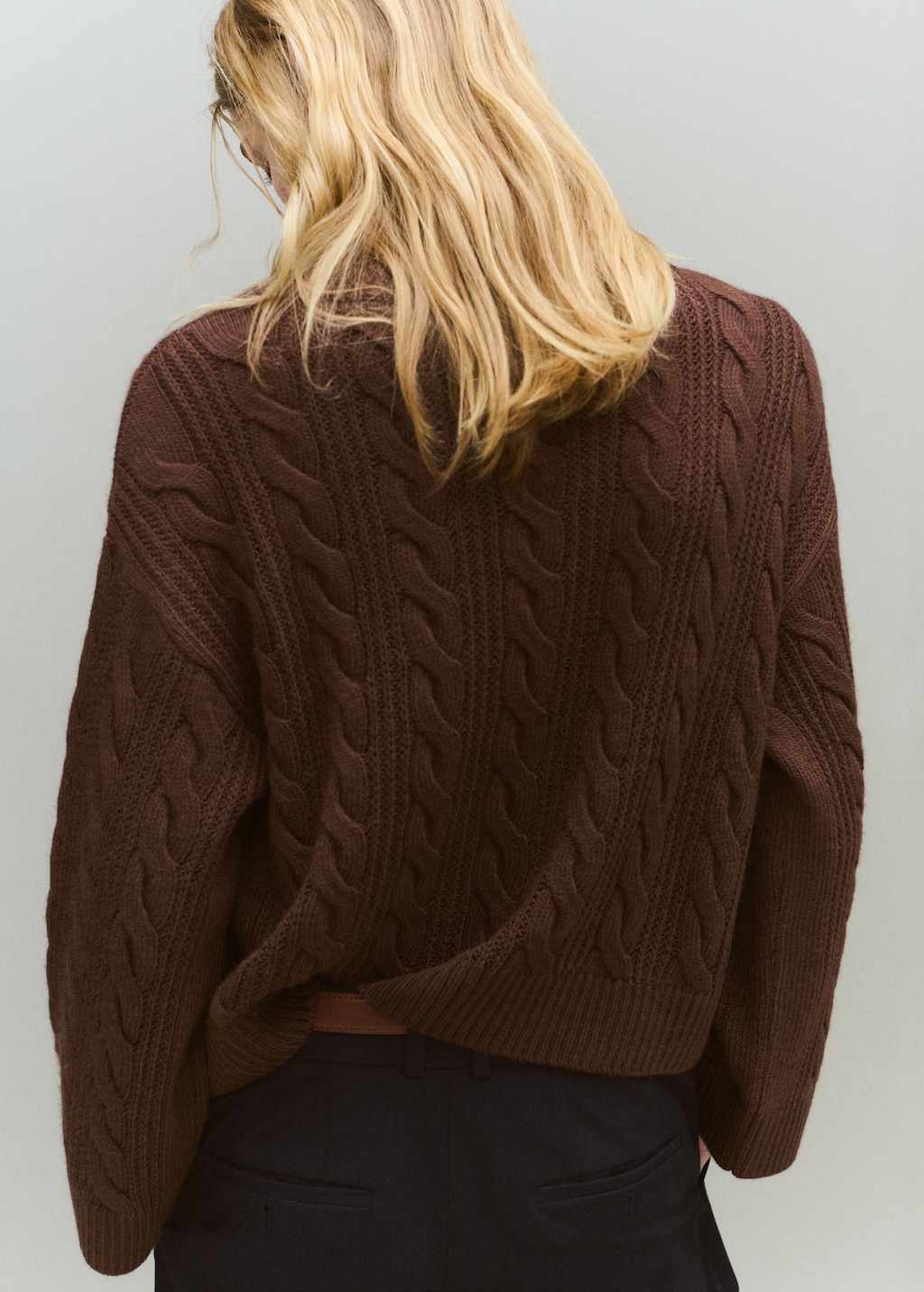 Mango V-neck braided sweater